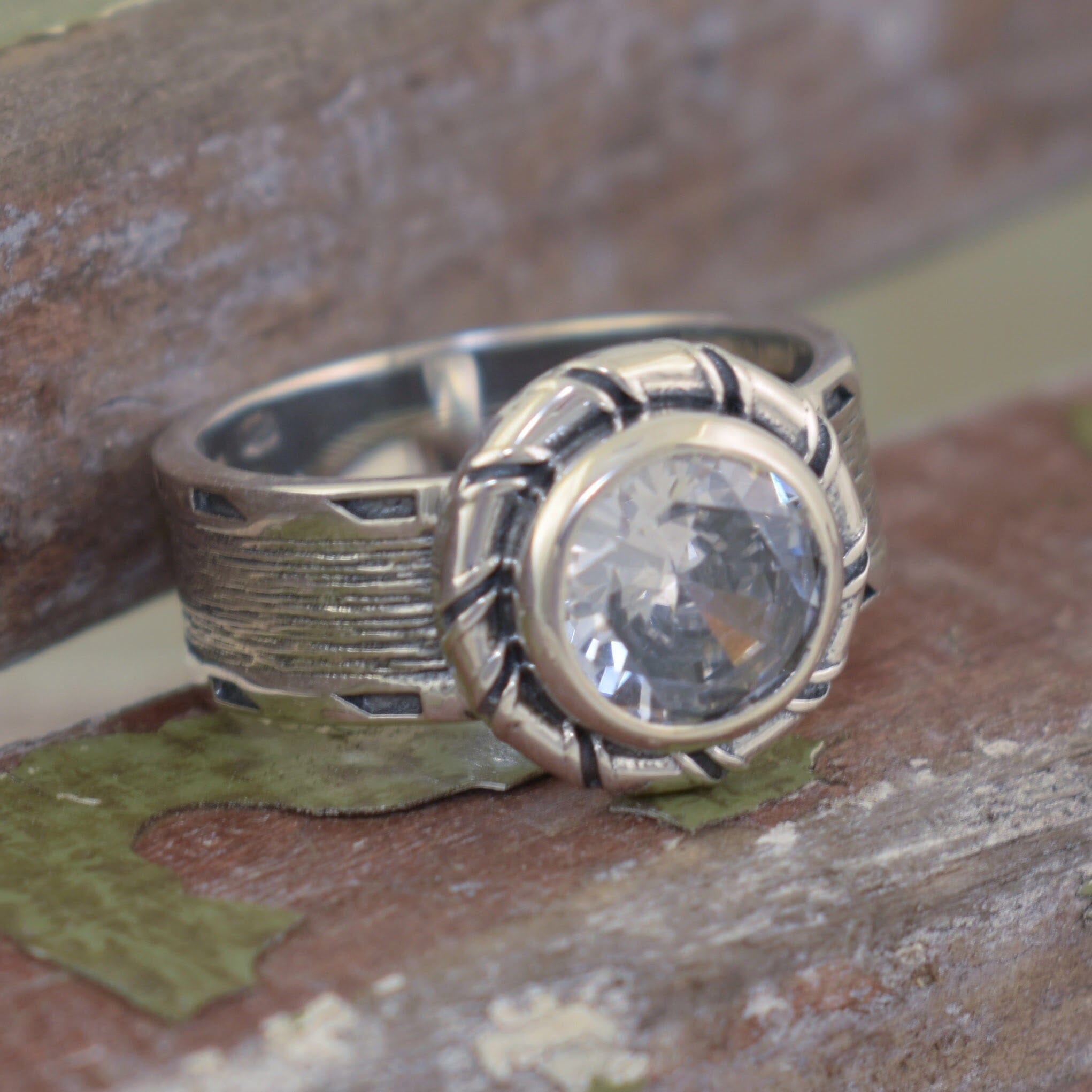 sterling silver round Clear CZ stone