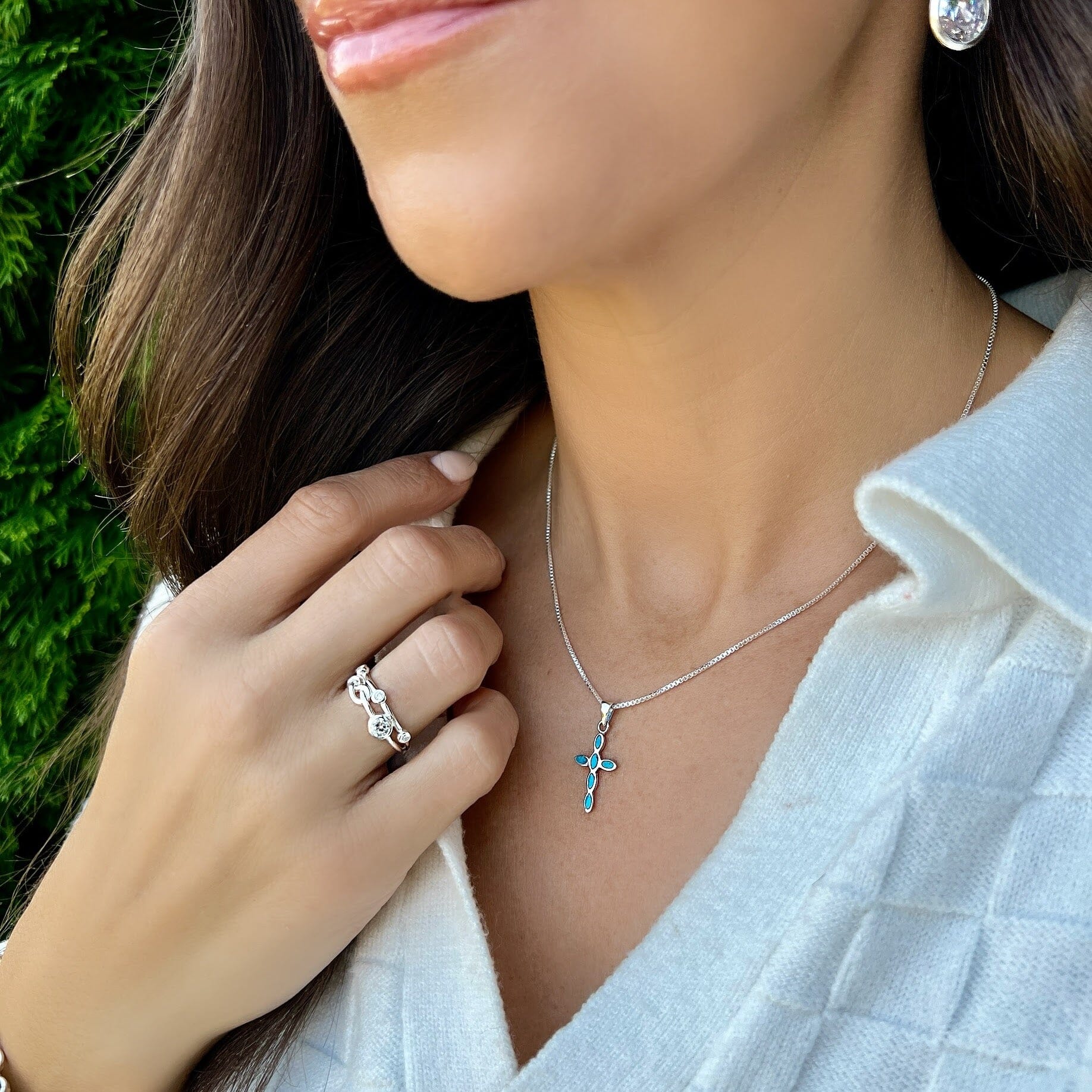 christian cross necklace in sterling silver