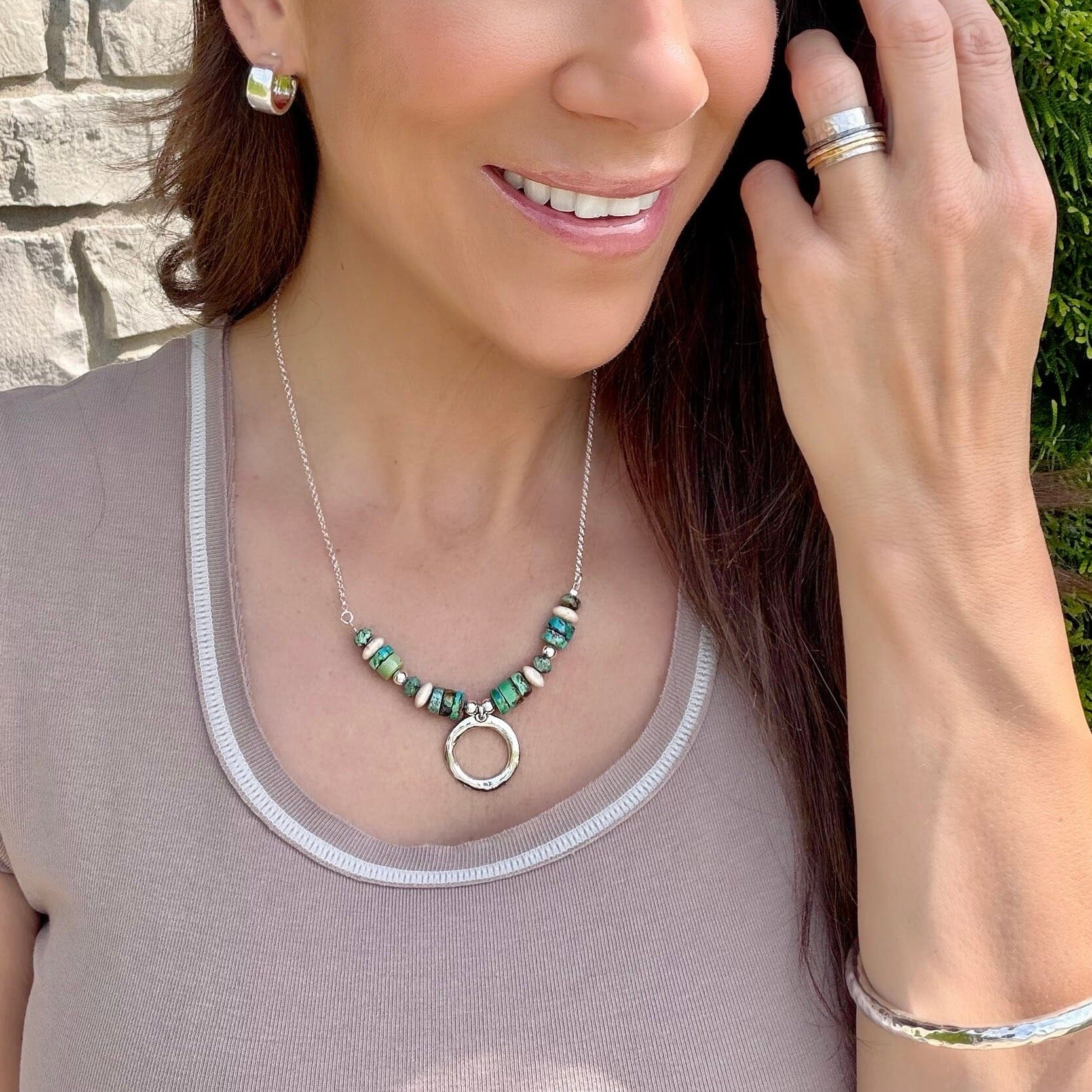 Mesa Loop Necklace paired with sterling silver jewelry