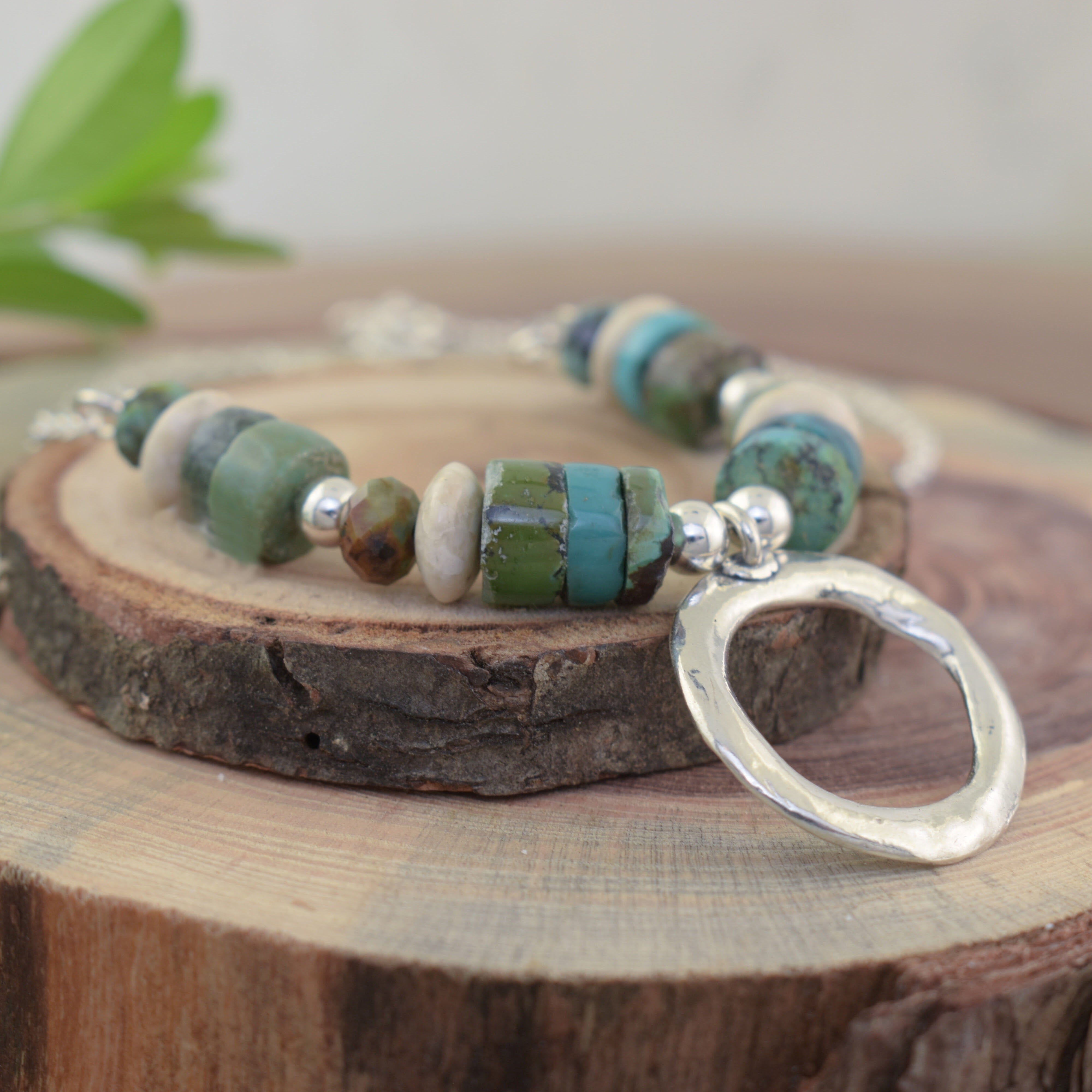 Sterling silver necklace with an organic shaped pendant