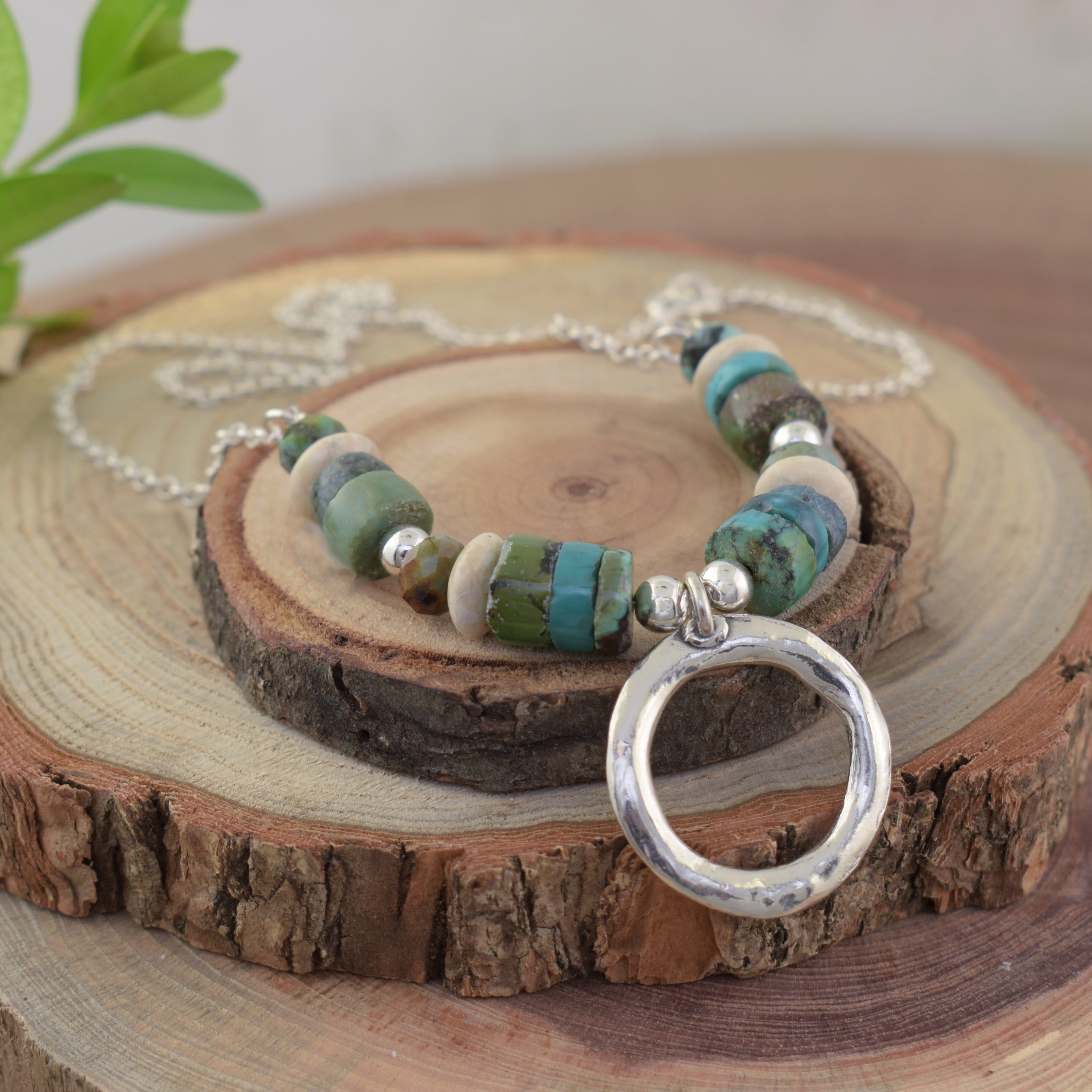 Turquoise, River Stone, and Hematite necklace