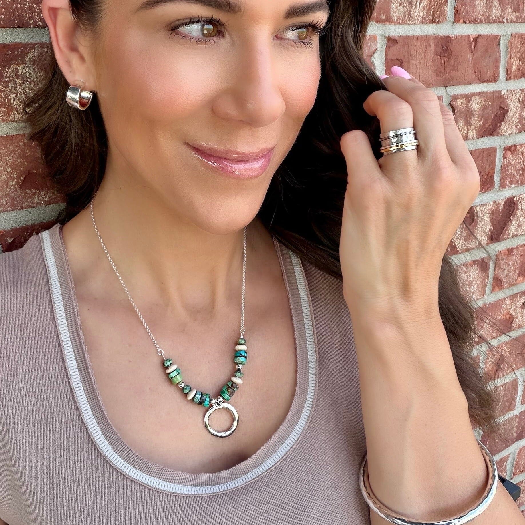 open circle necklace with various beads