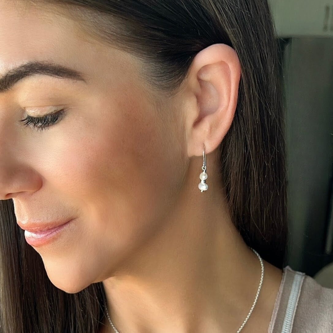 Double stacked mini pearl earrings - Mini Twice is Nice