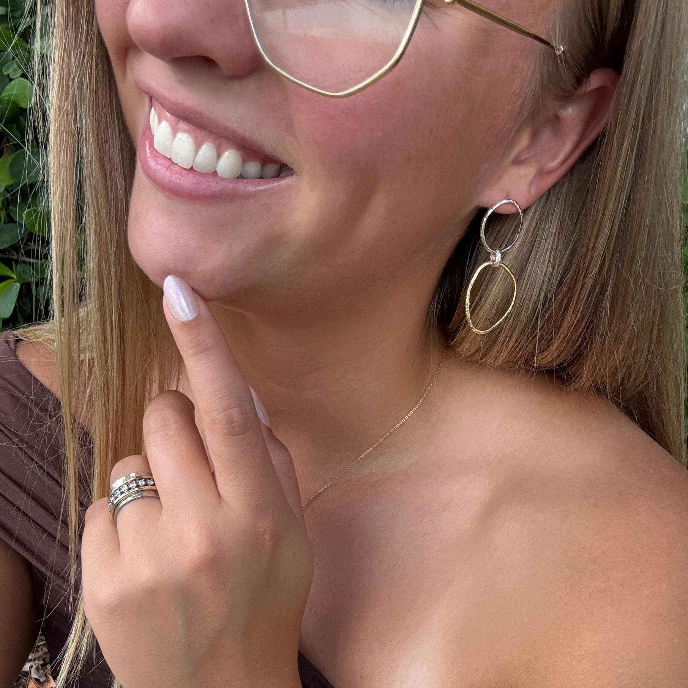 sterling silver and gold plated dangling loop earrings