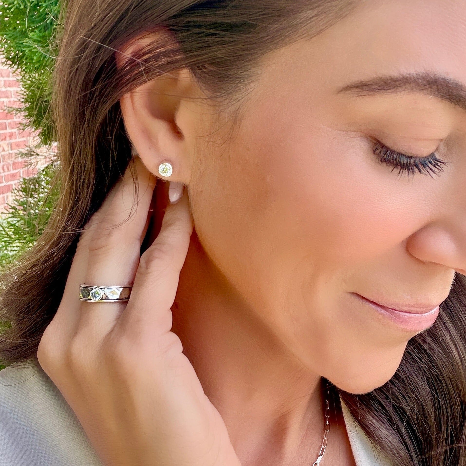 sterling silver and cz stud earrings - Modern Posh