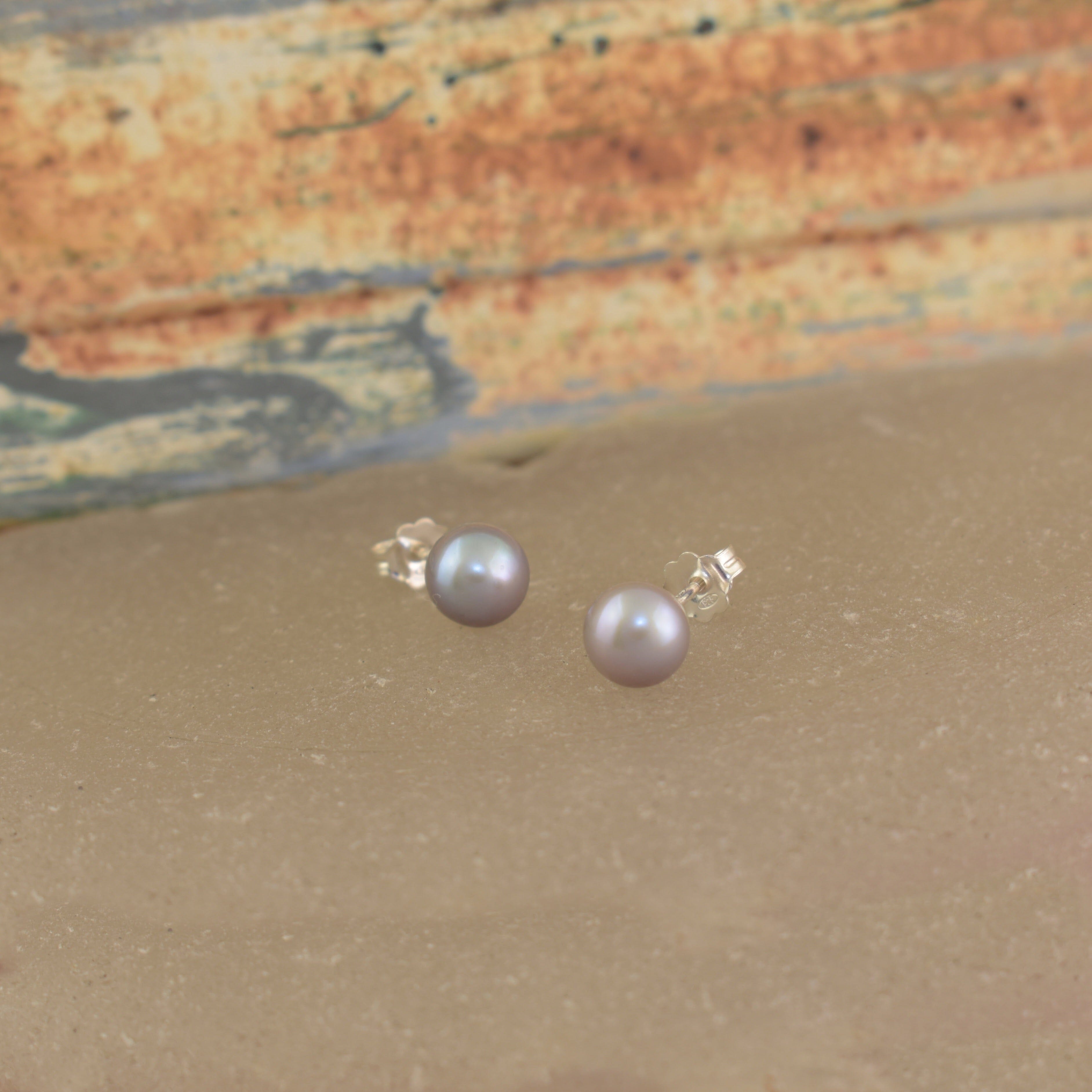 Grey post back earrings