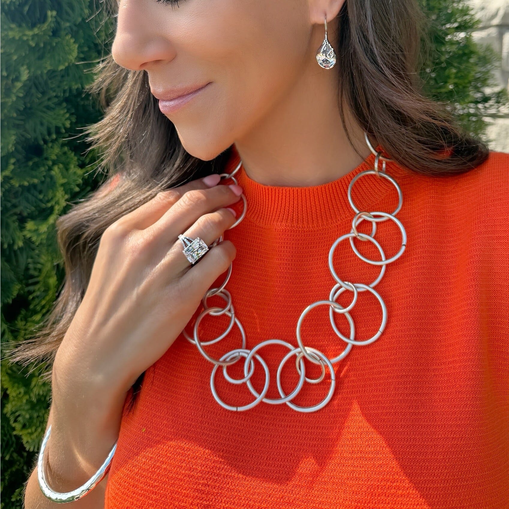 Oh so Fun Necklace paired with the all the frills earrings, essentials bangle and legend ring