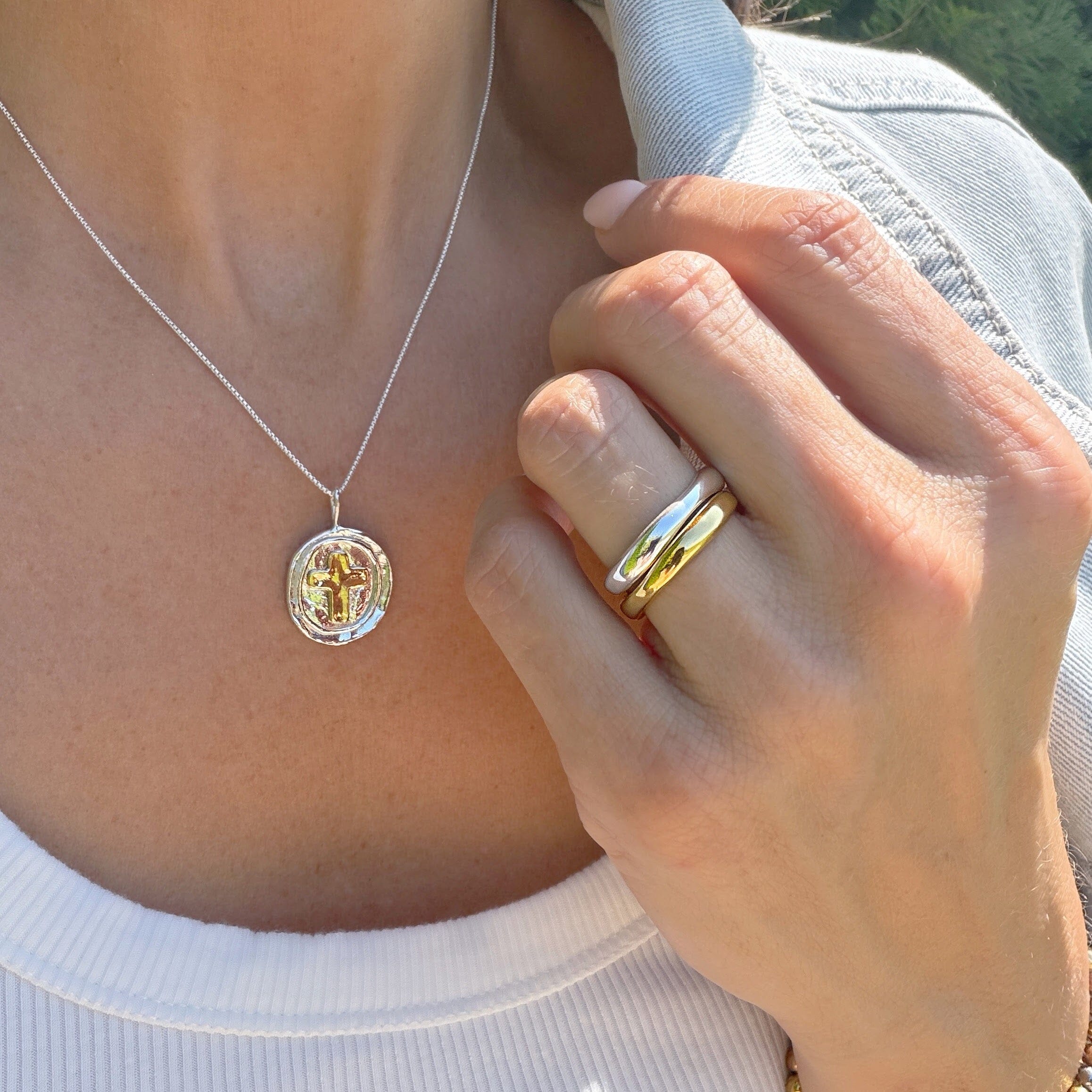 .999 silver and gold plated brass rings