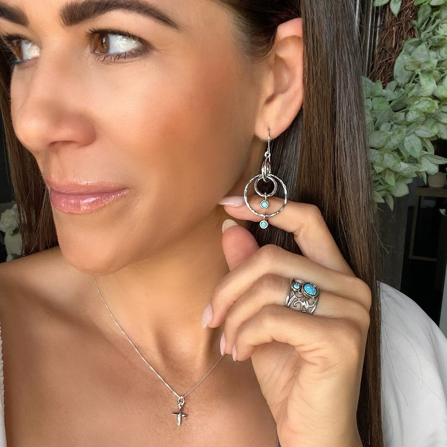 Opal Two Step Earrings paired with I Dream in Opal Ring