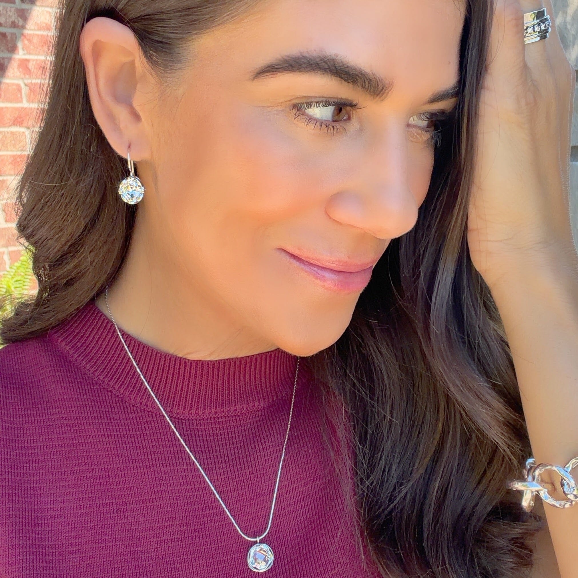 oval cz dangling earrings