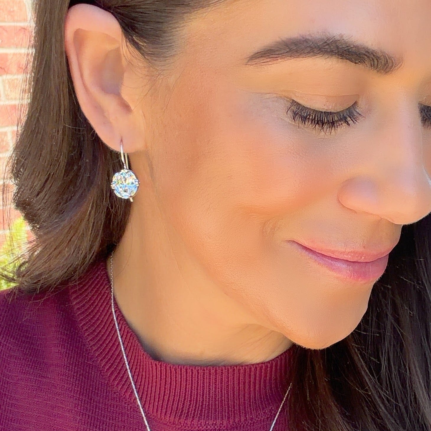 sterling silver and cz french back earrings
