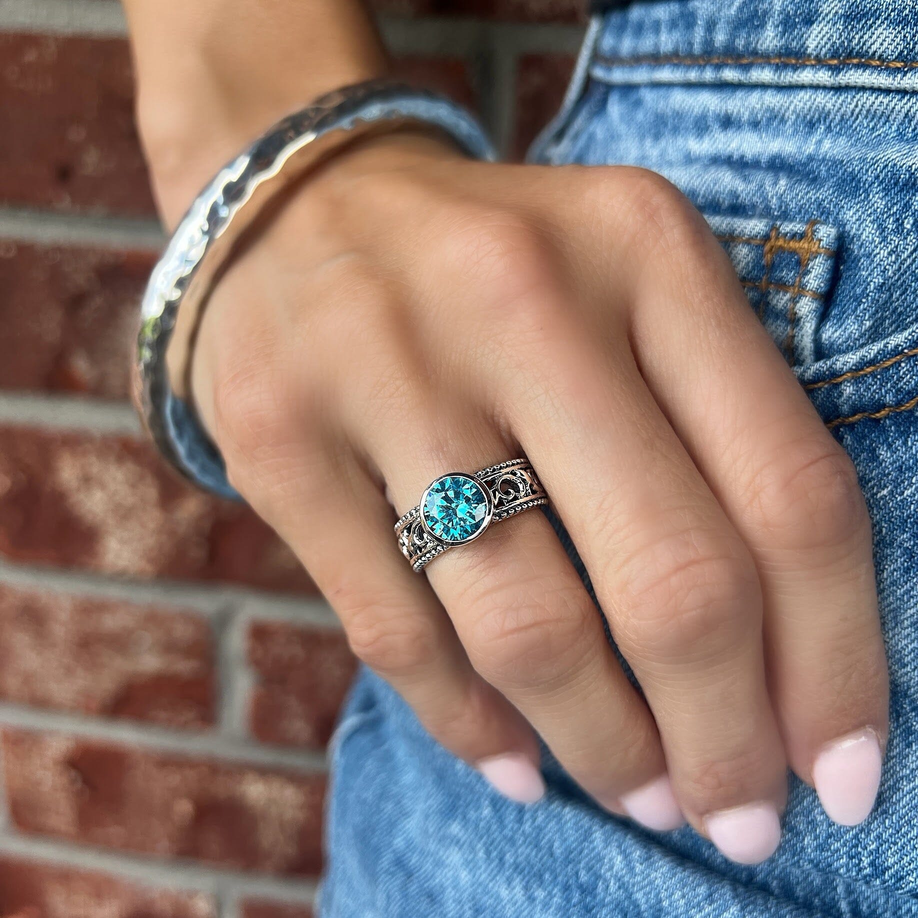 Sterling silver handcrafted cut out design ring