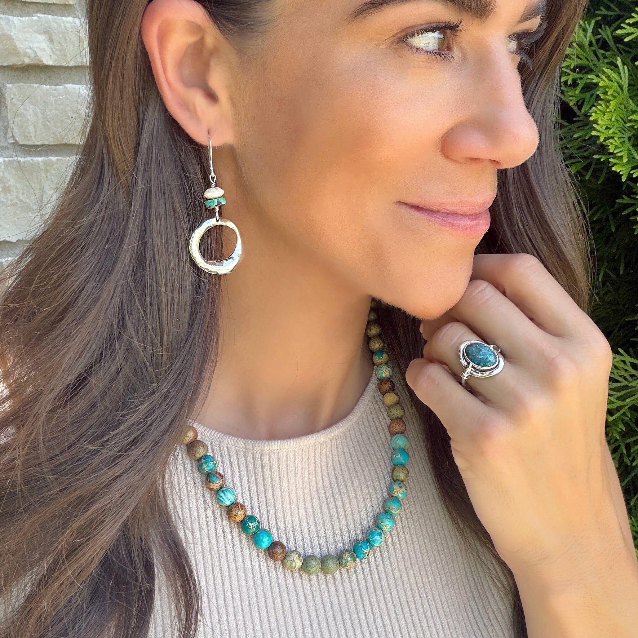 Painted Mesa Necklace paired with .925 sterling silver jewelry