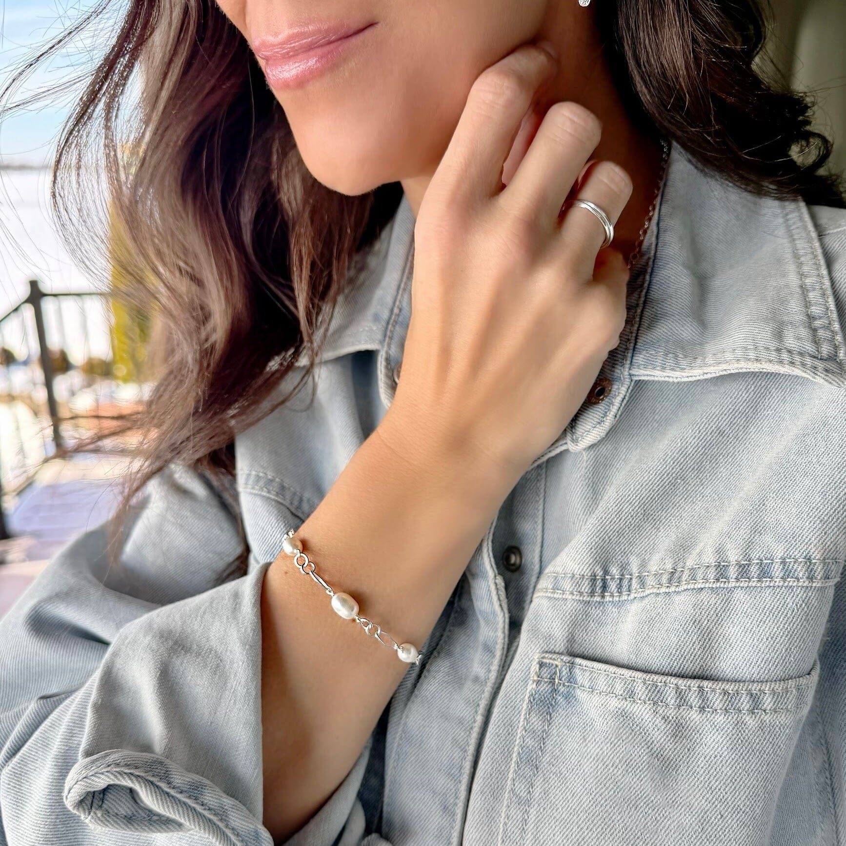 Pearl Swagger Bracelet paired with Trio Ring