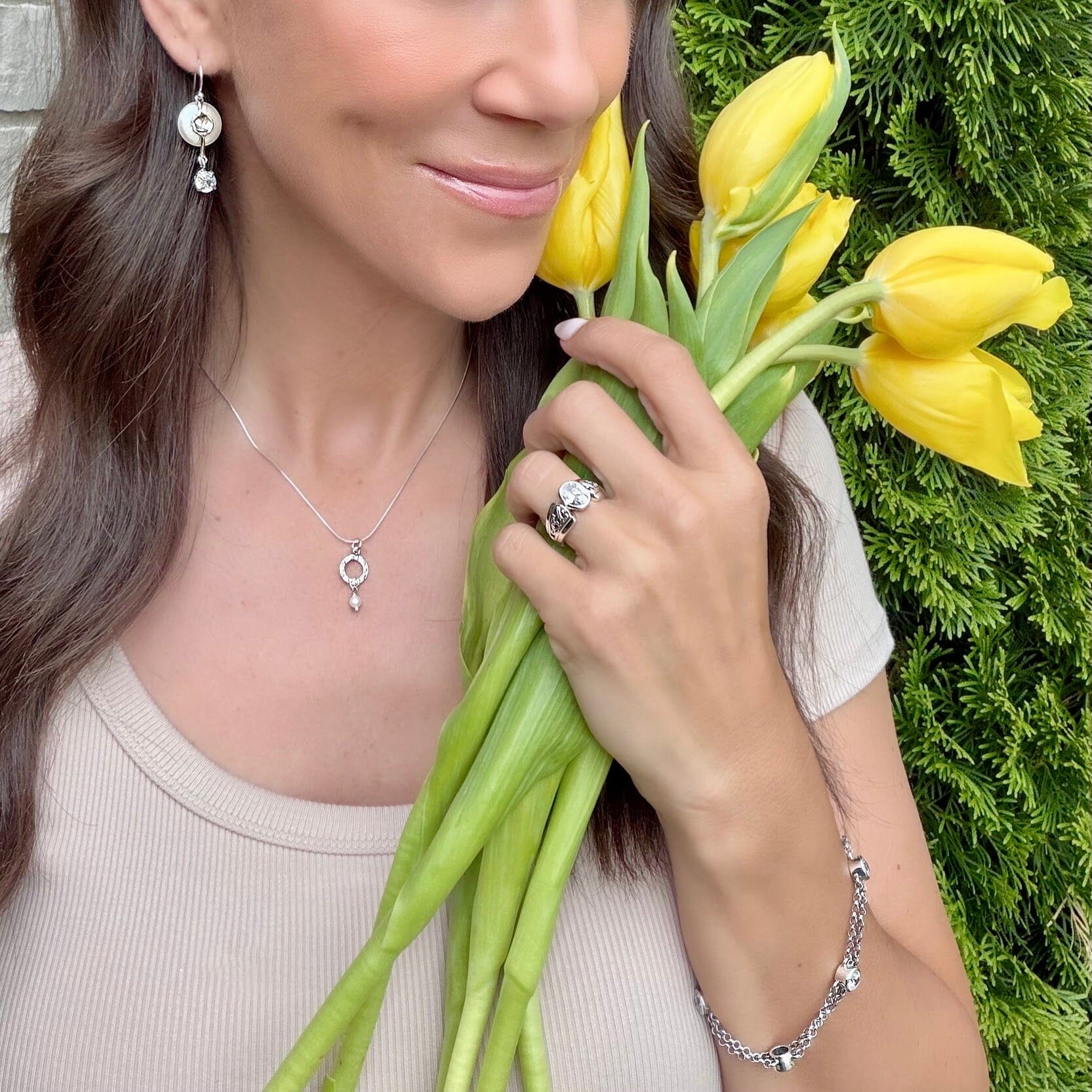 freshwater coin pearl earrings with a cz dangle