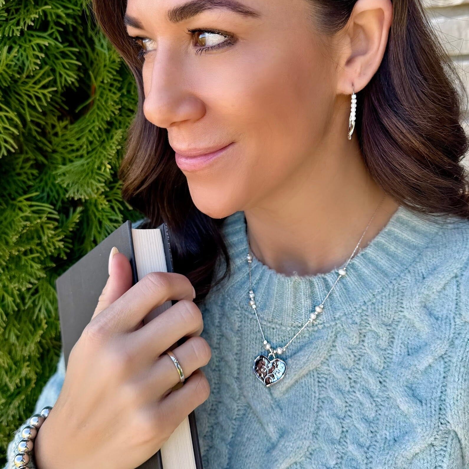 Pearlie Pop Earrings paired with Call Me Sweetheart Necklace and Love Story Ring