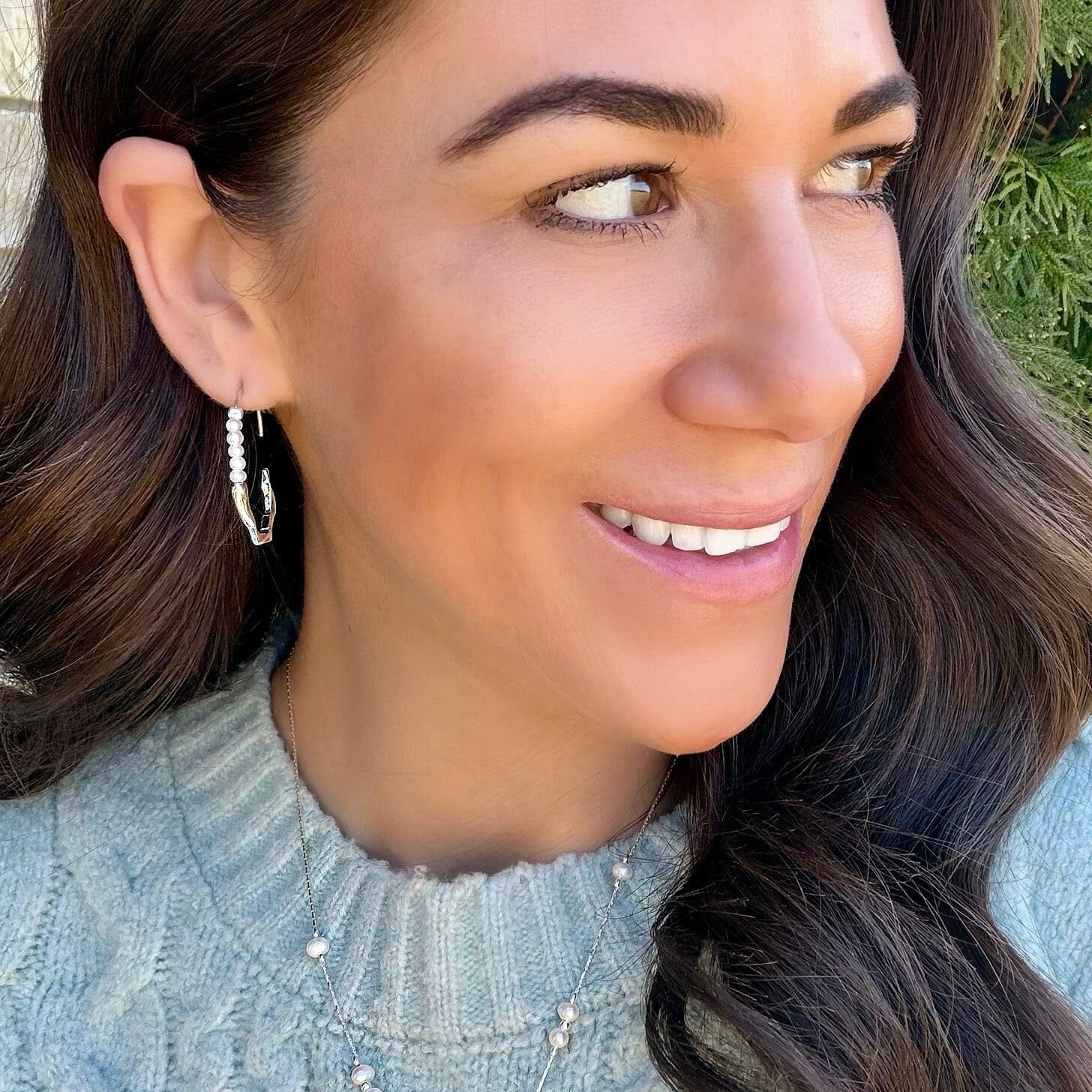 open hoop pearl earrings