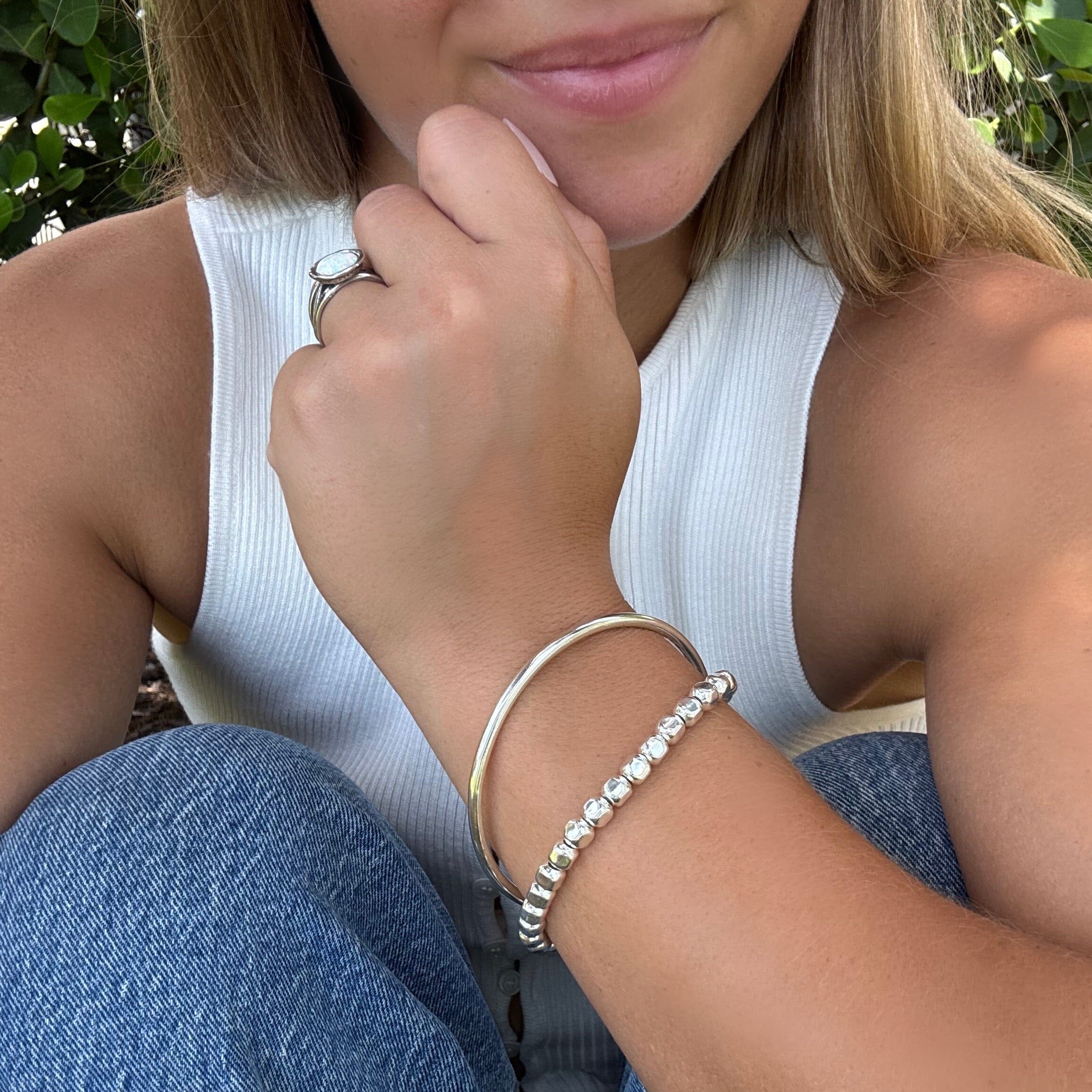 Sterling silver hand crafted silver bead bracelet
