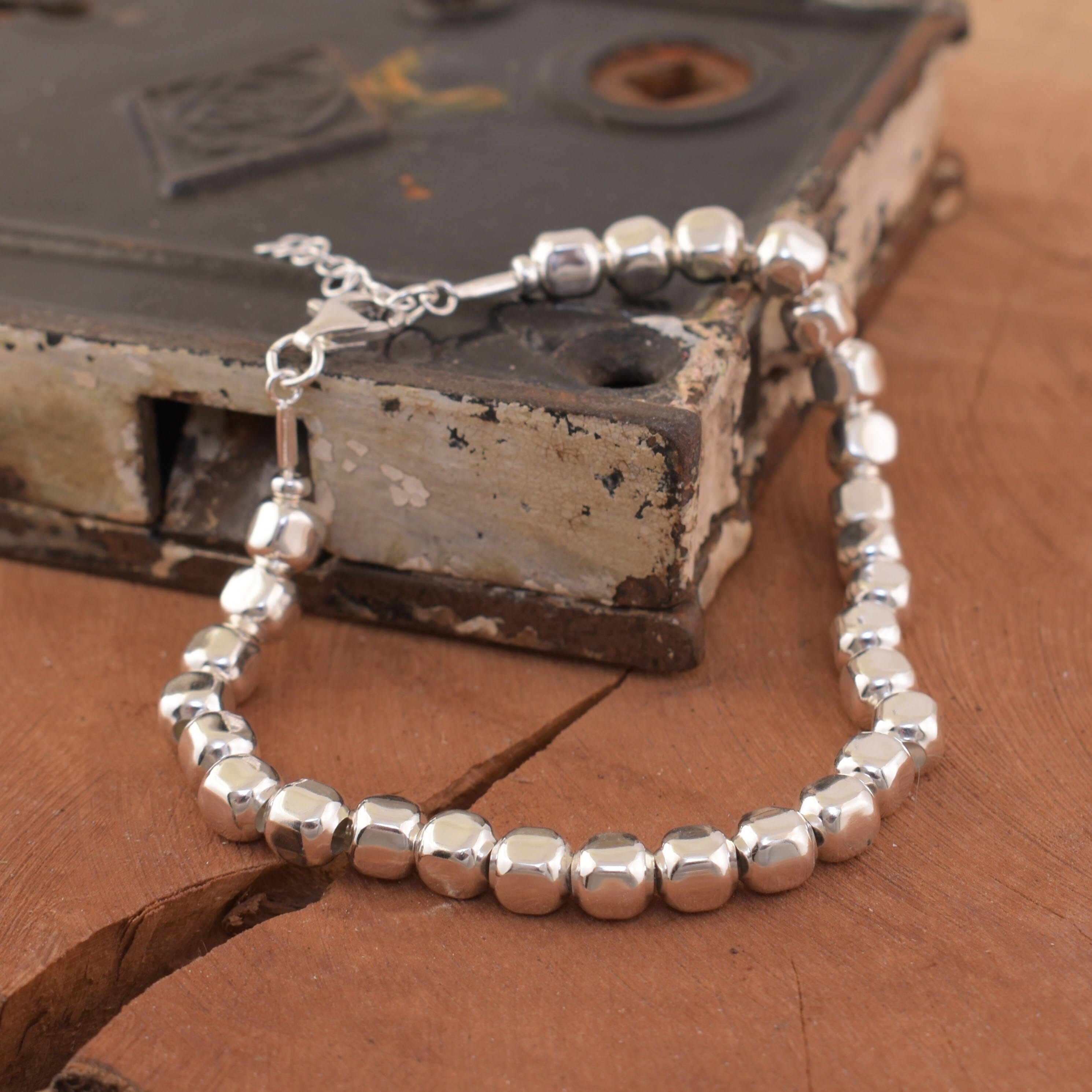 designer bracelet with softly rounded beads