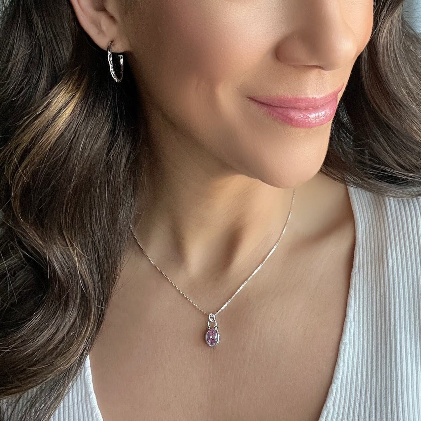 dainty pink cz necklace - Perfectly Pink