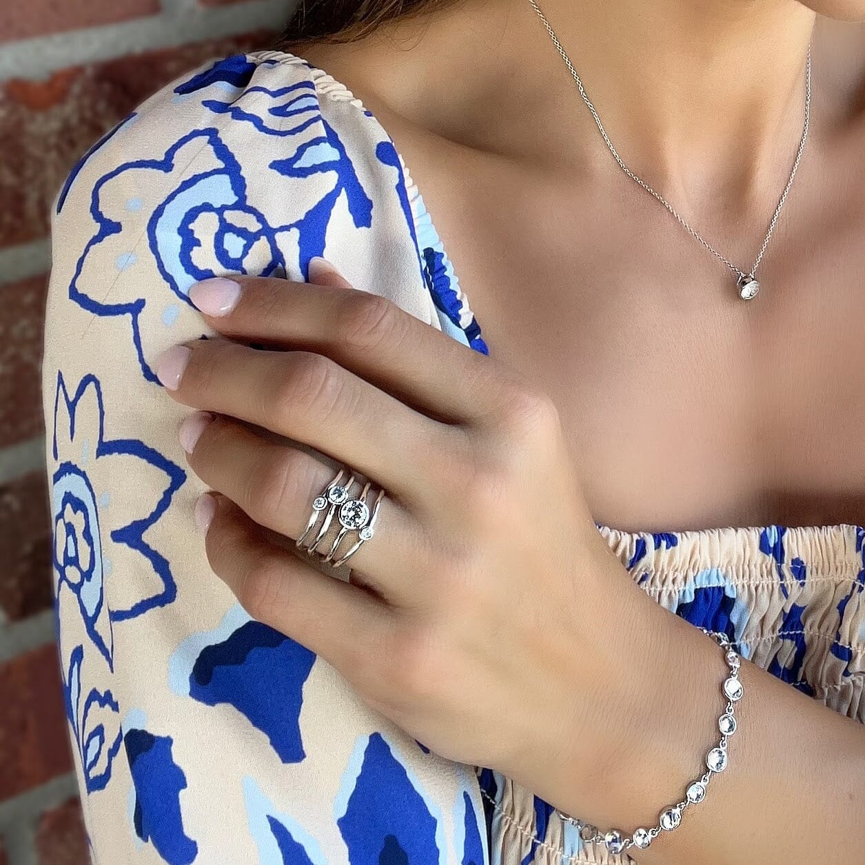 Petit Four Ring paired with Be Brilliant Necklace and Set to Sparkle Bracelet