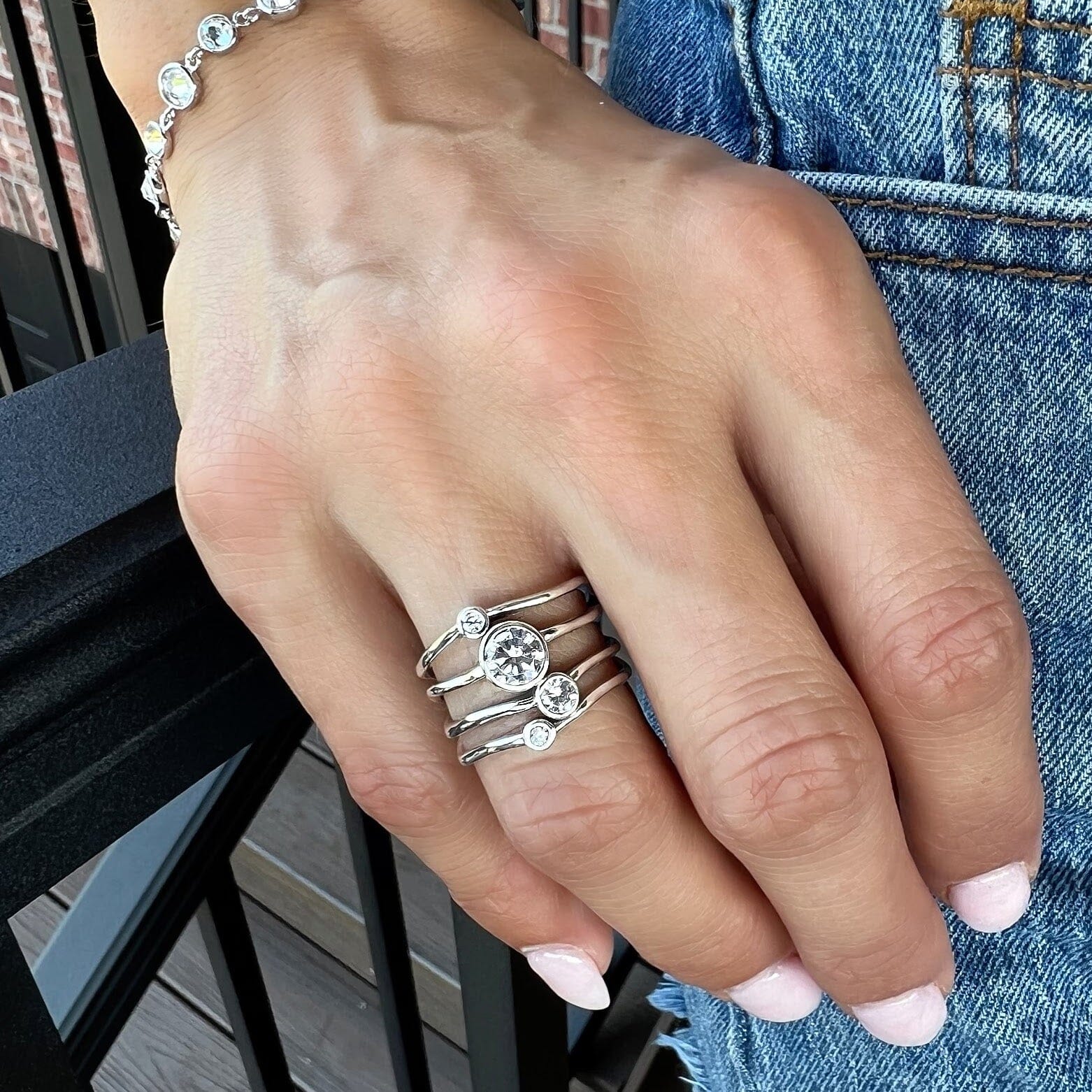 cz ring designed to look like four stack rings