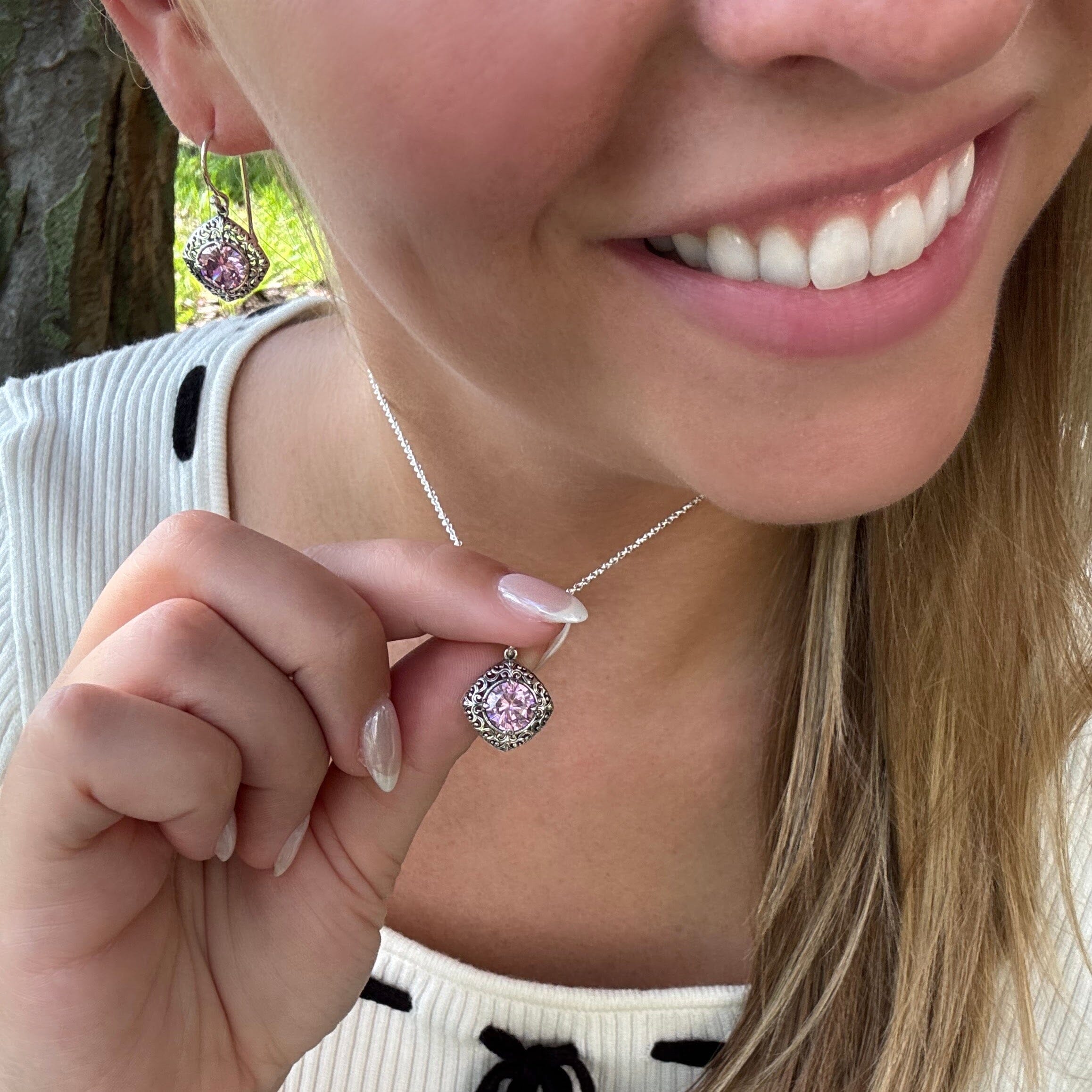 matching Pink About It Earrings and Necklace