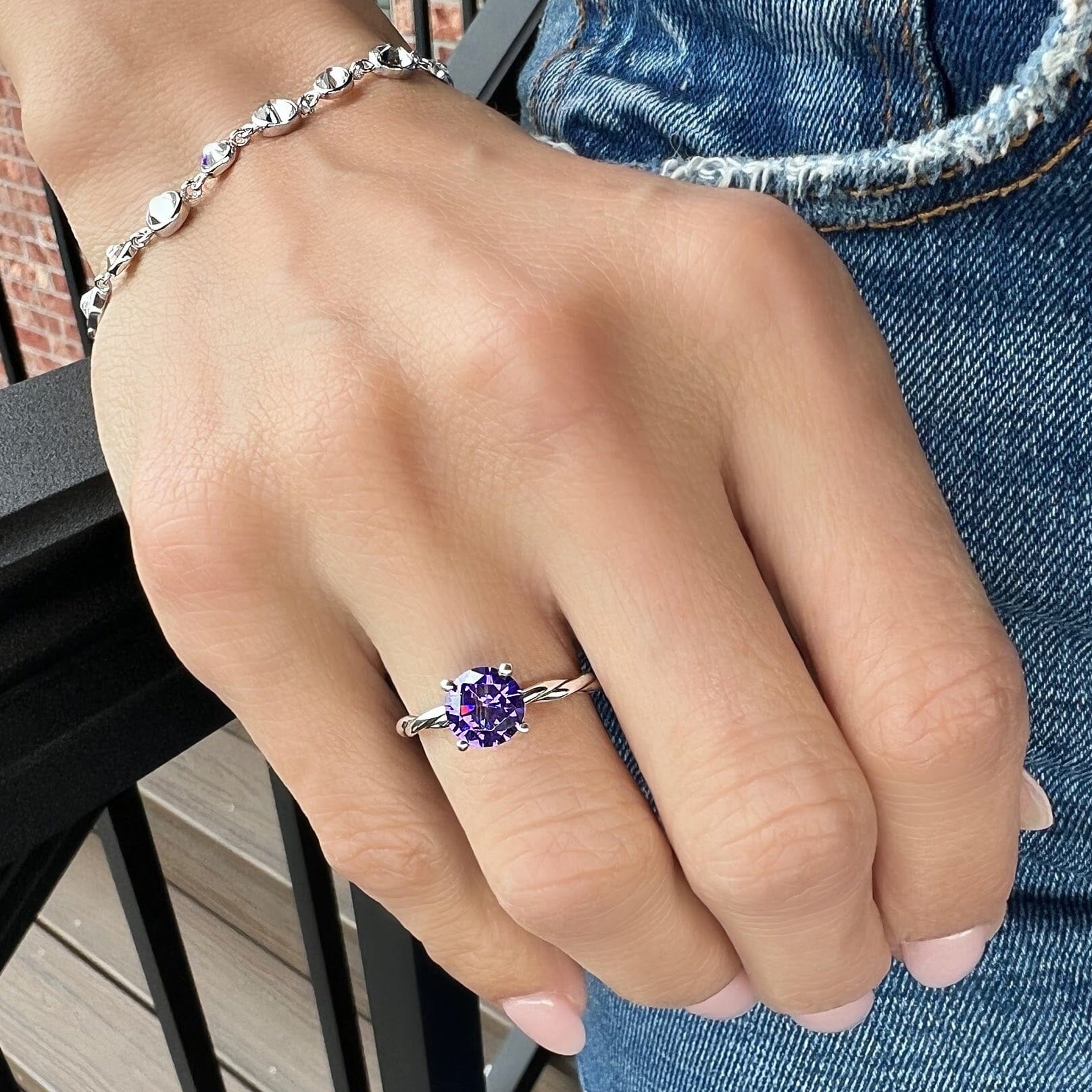 Plum Pizzazz Ring paired with Set to Sparkle Bracelet