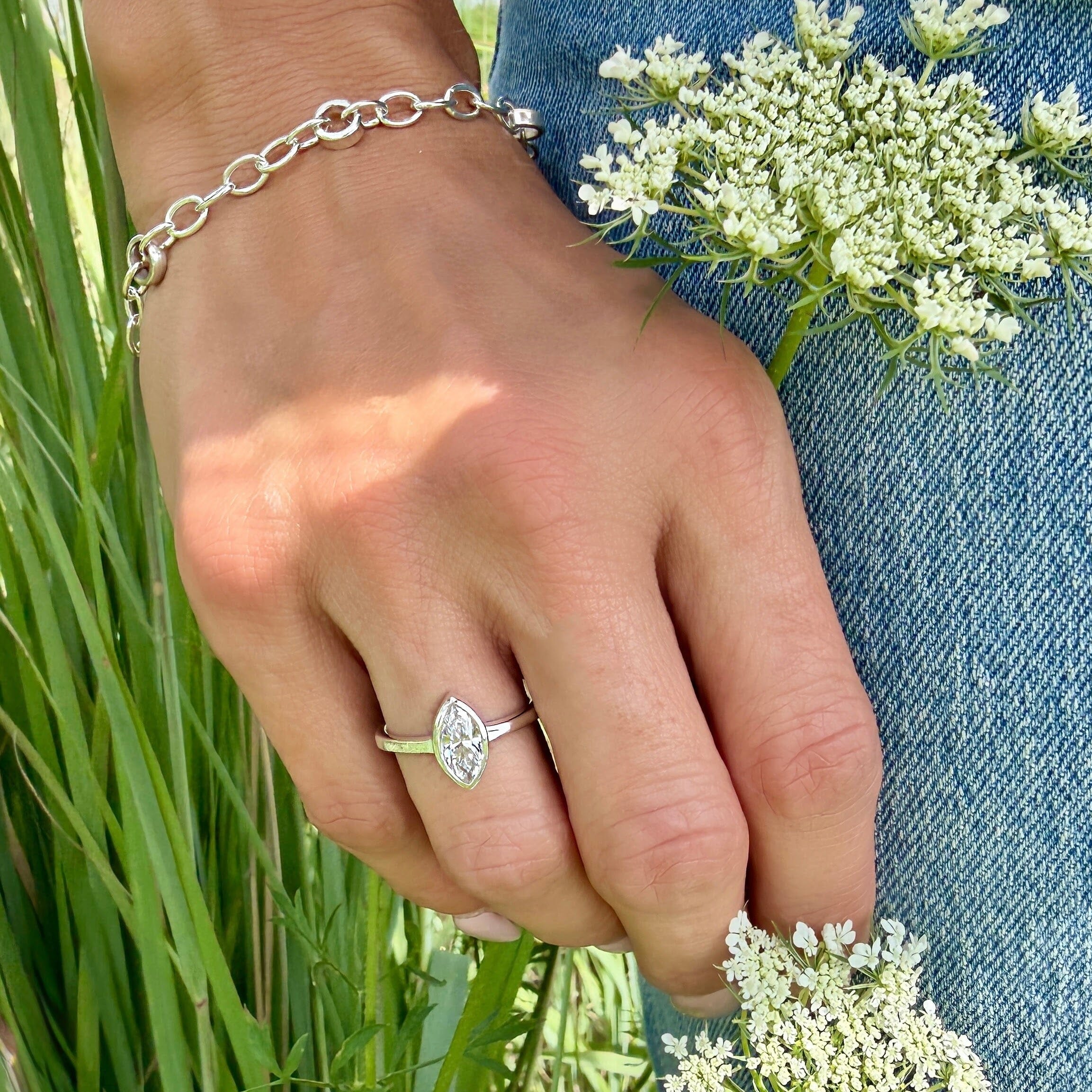 engagement style marquise-cut cz ring