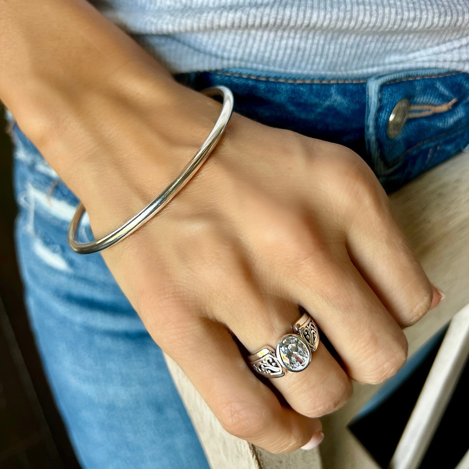High polished sterling silver bangle