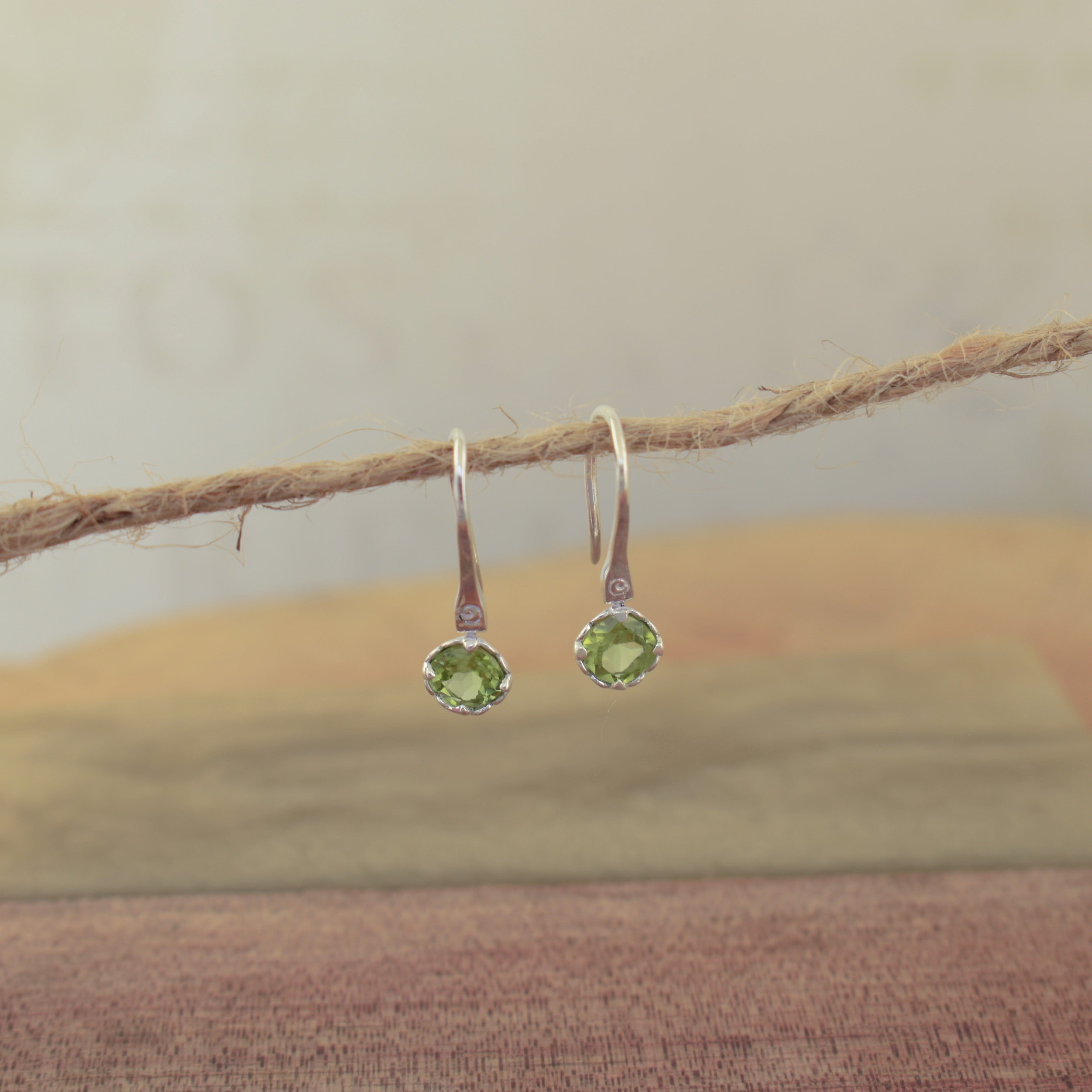 hook earrings peridot stone