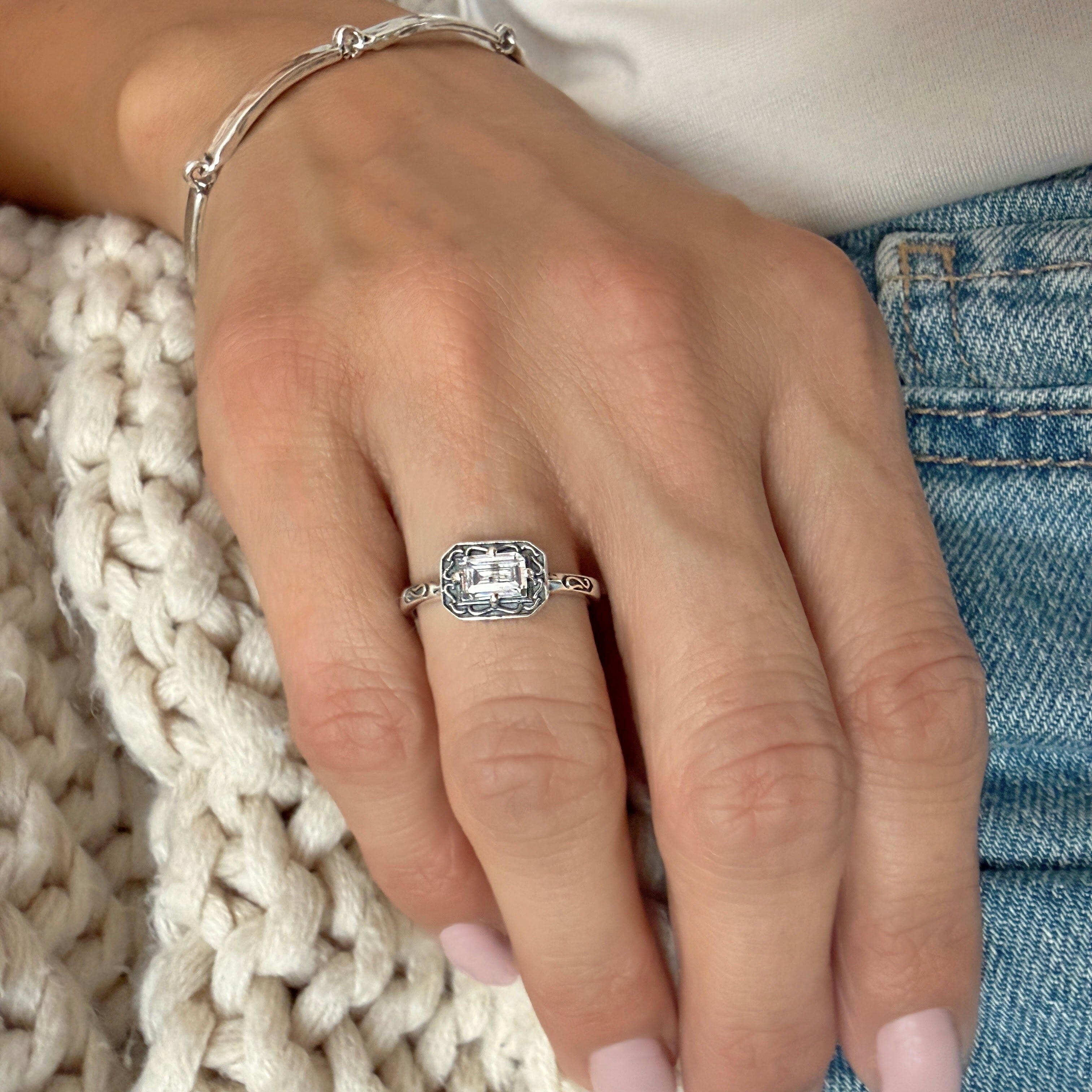 sterling silver and cubic zirconia vintage ring