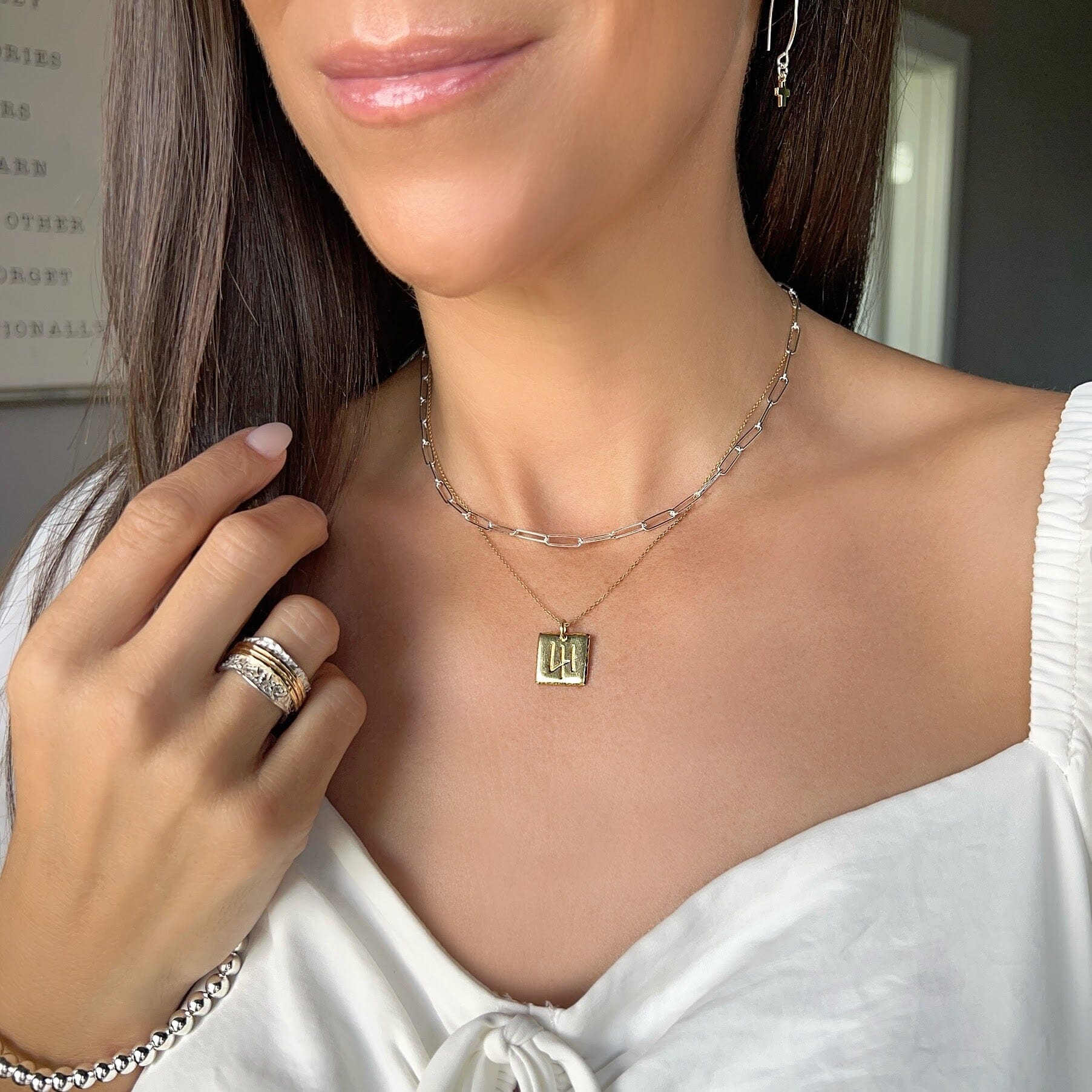 regular sized 41 necklace in 14k gold layered with sterling silver Simple Paperclip Chain