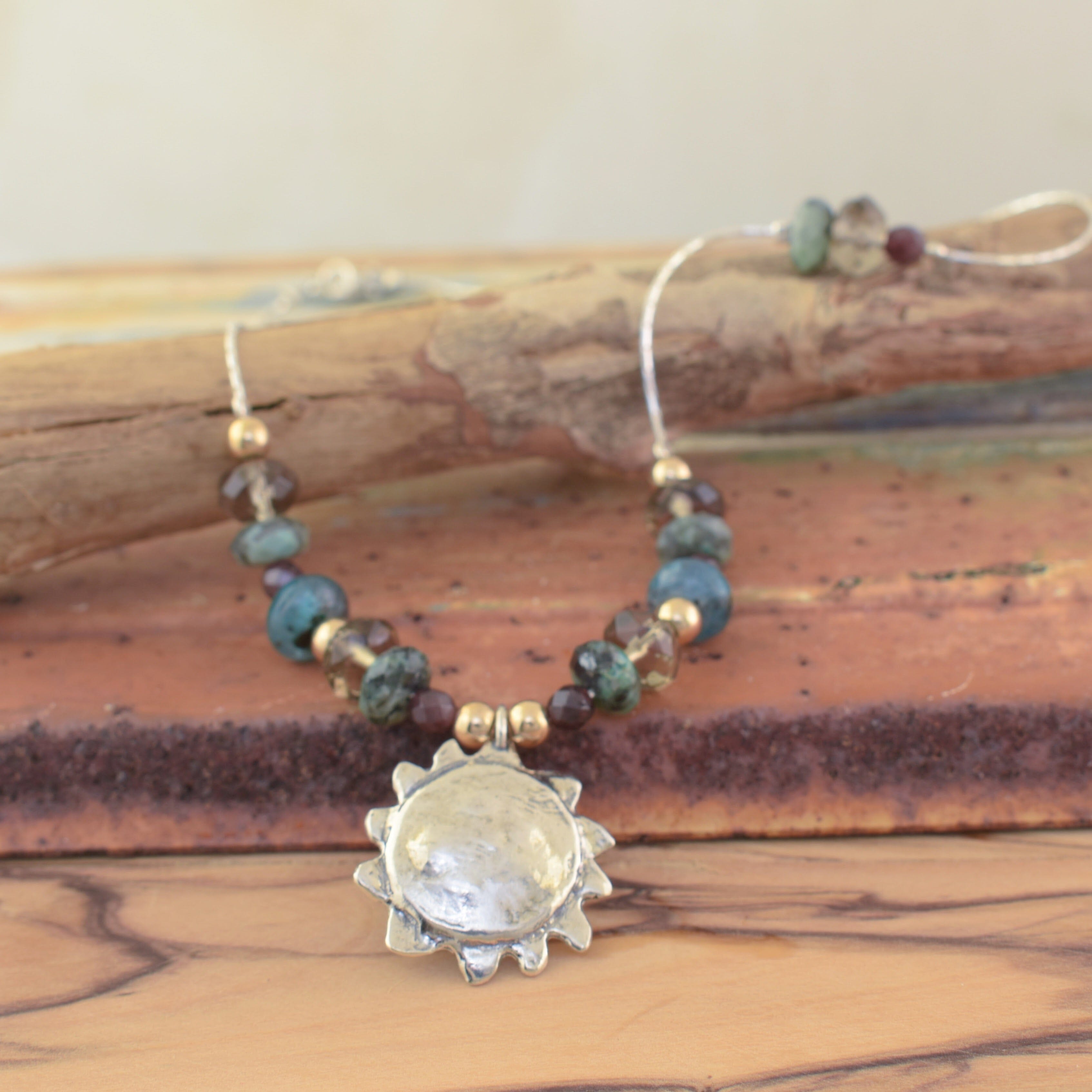 Garnet, Turquoise, Kyanite, Hematite, and Smoky quartz beads 