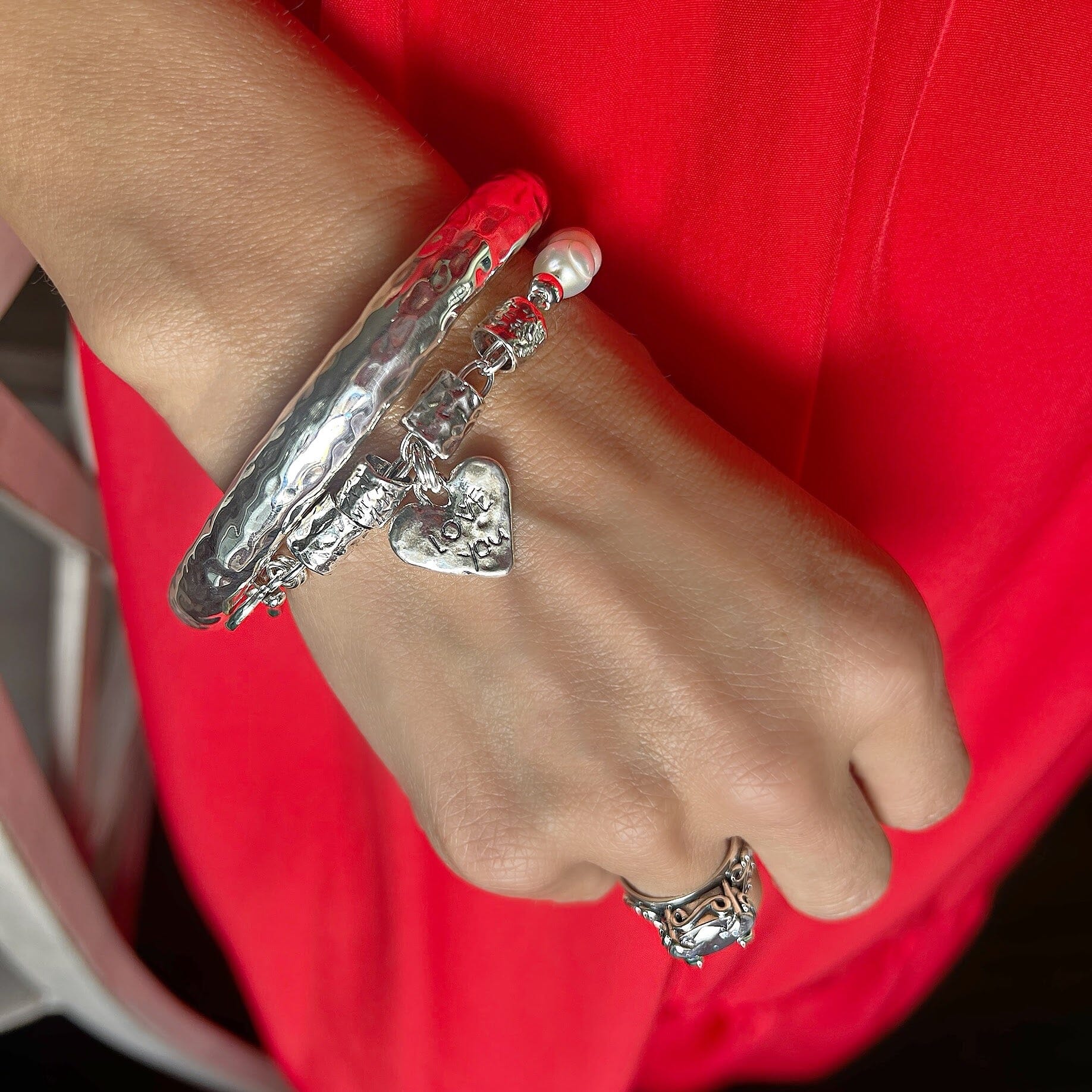 Rags to Riches sterling silver bracelet paired with the Sonoma bracelet and eye candy ring