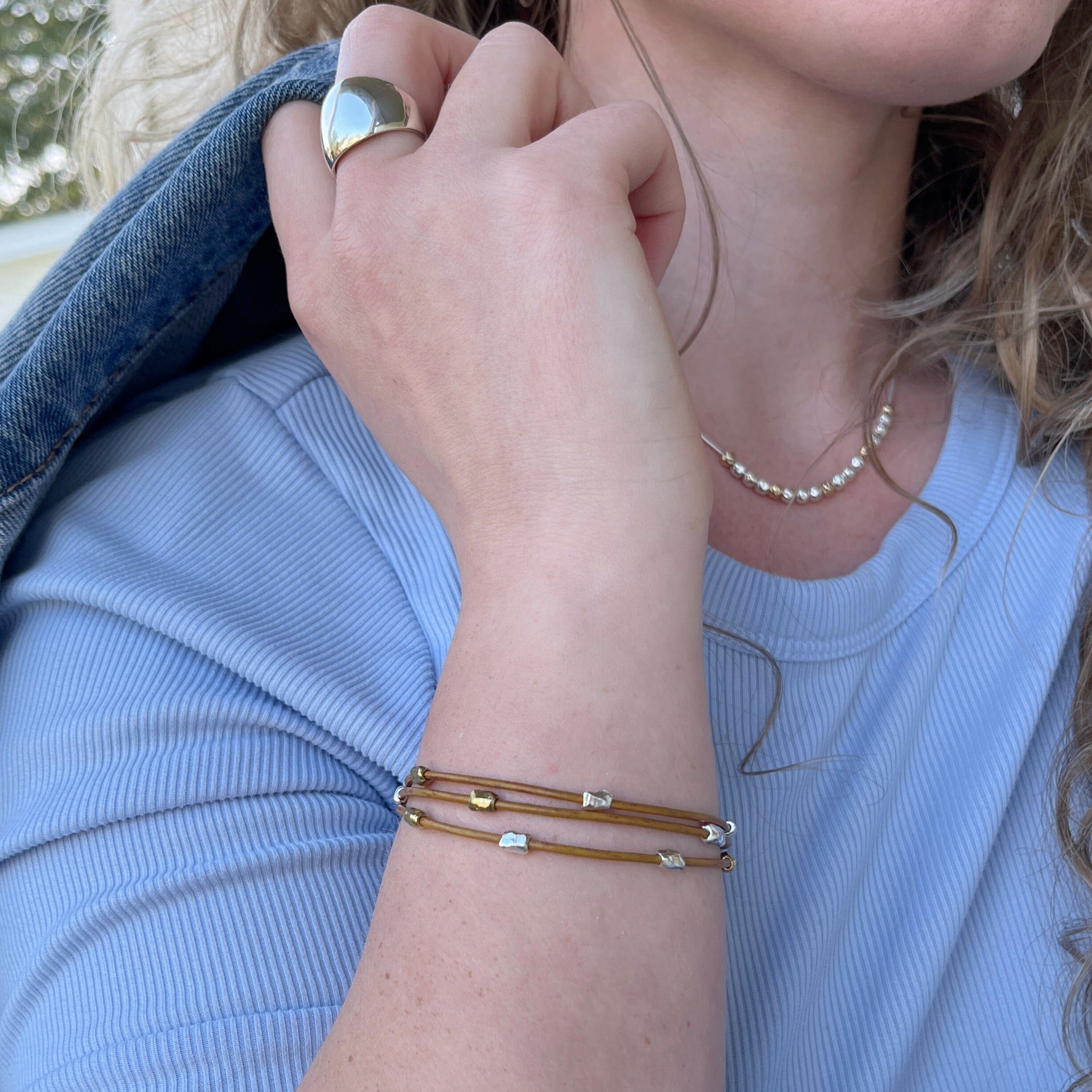 Ranchero Bracelet paired with Sugar and Spice Necklace and Classic Dome Ring