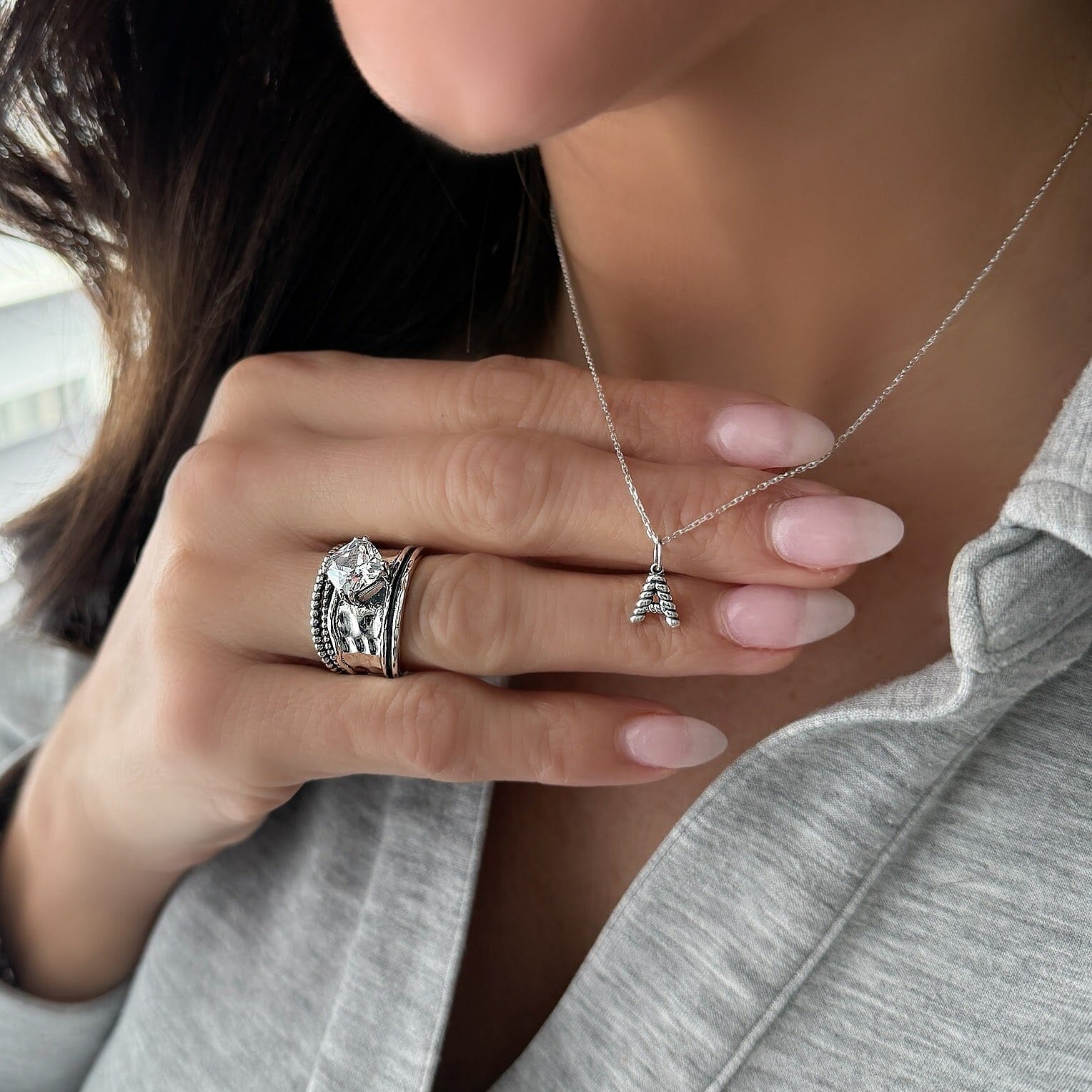 Sterling silver rope detailed alphabet