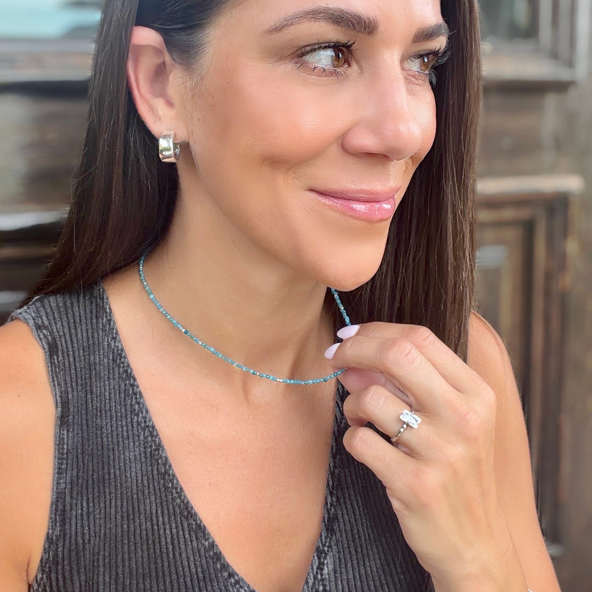 blue apatite stone necklace