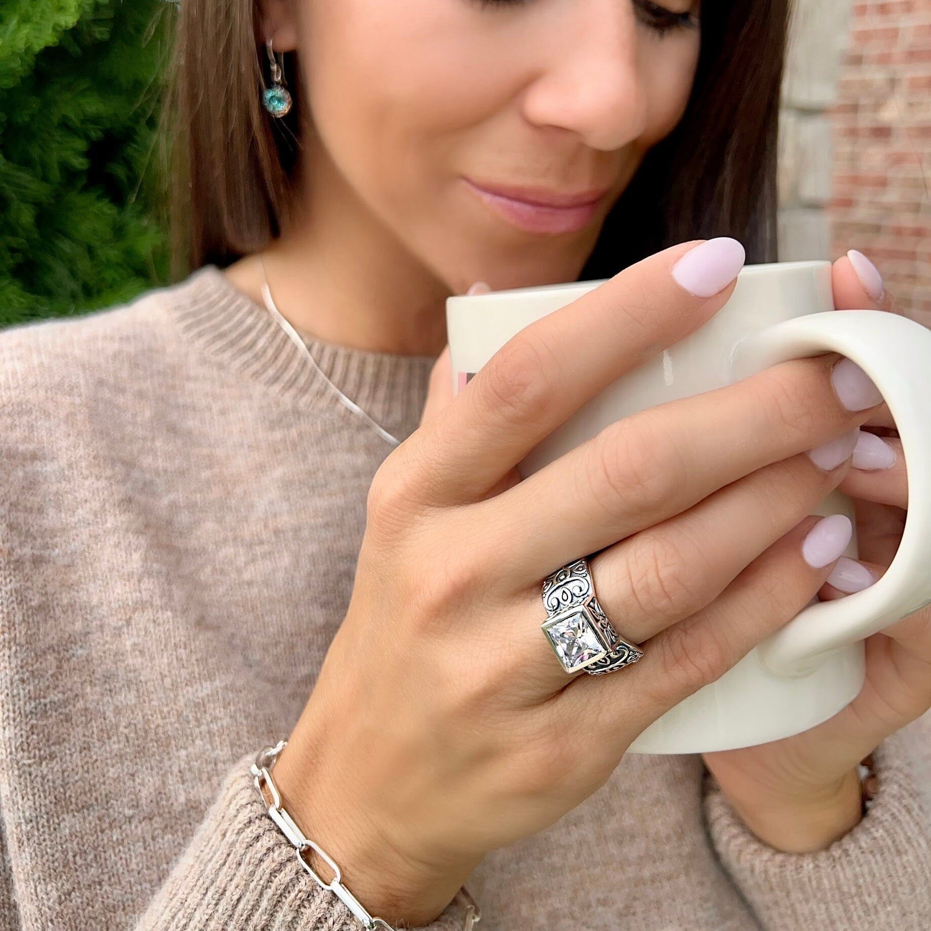 designer sterling silver cz ring - Scene Stealer