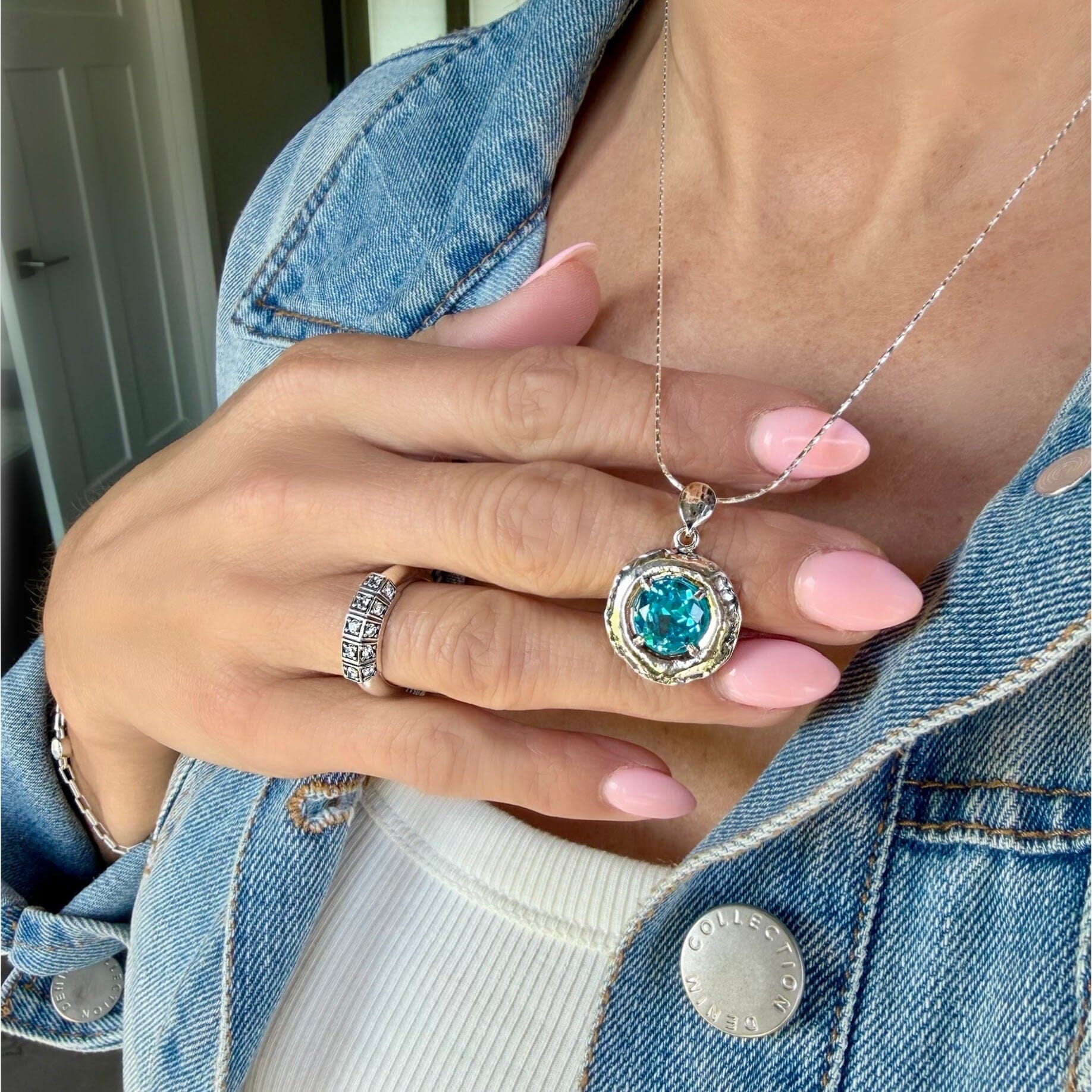 Sterling silver necklace with a prong set cz