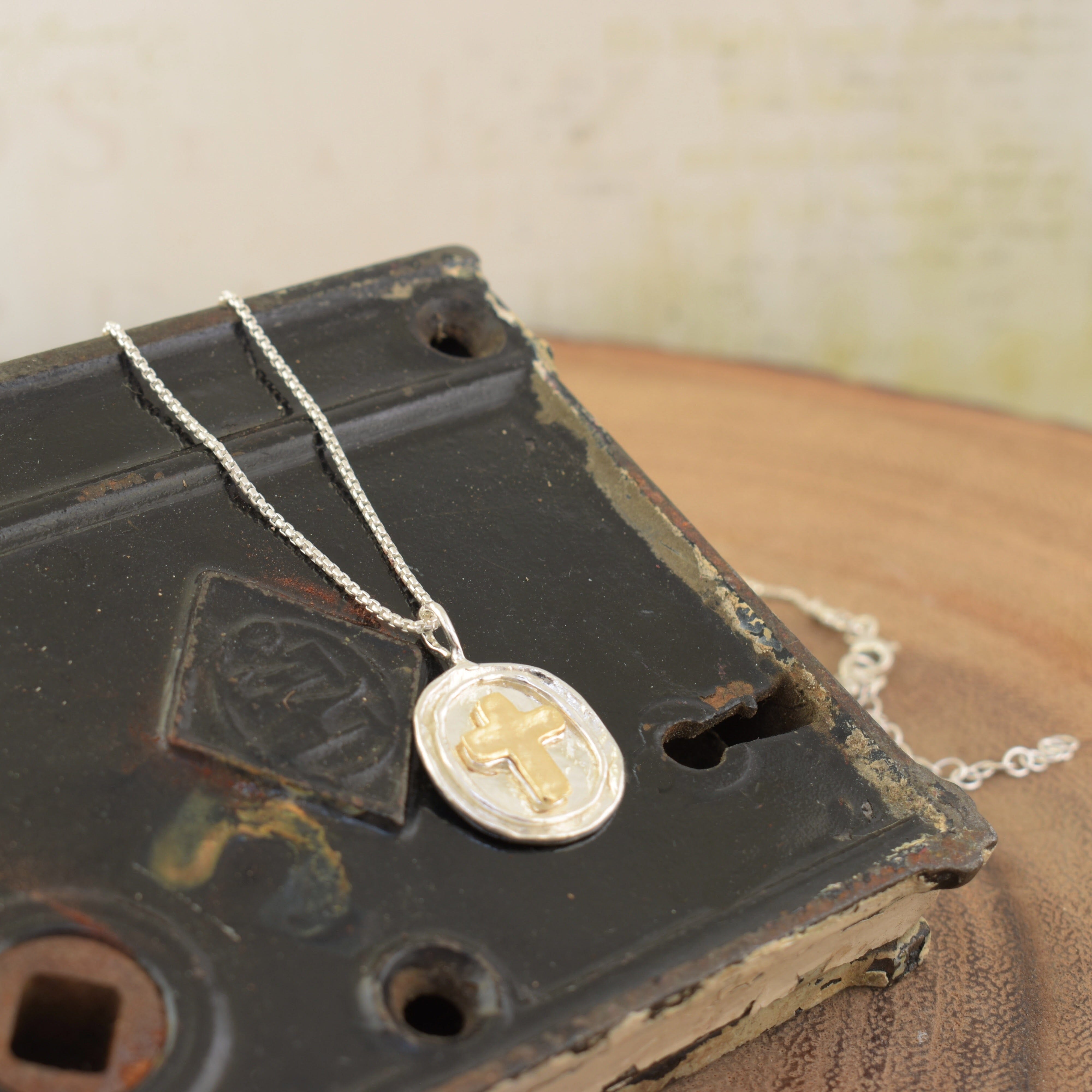 Sterling silver seal stamp necklace