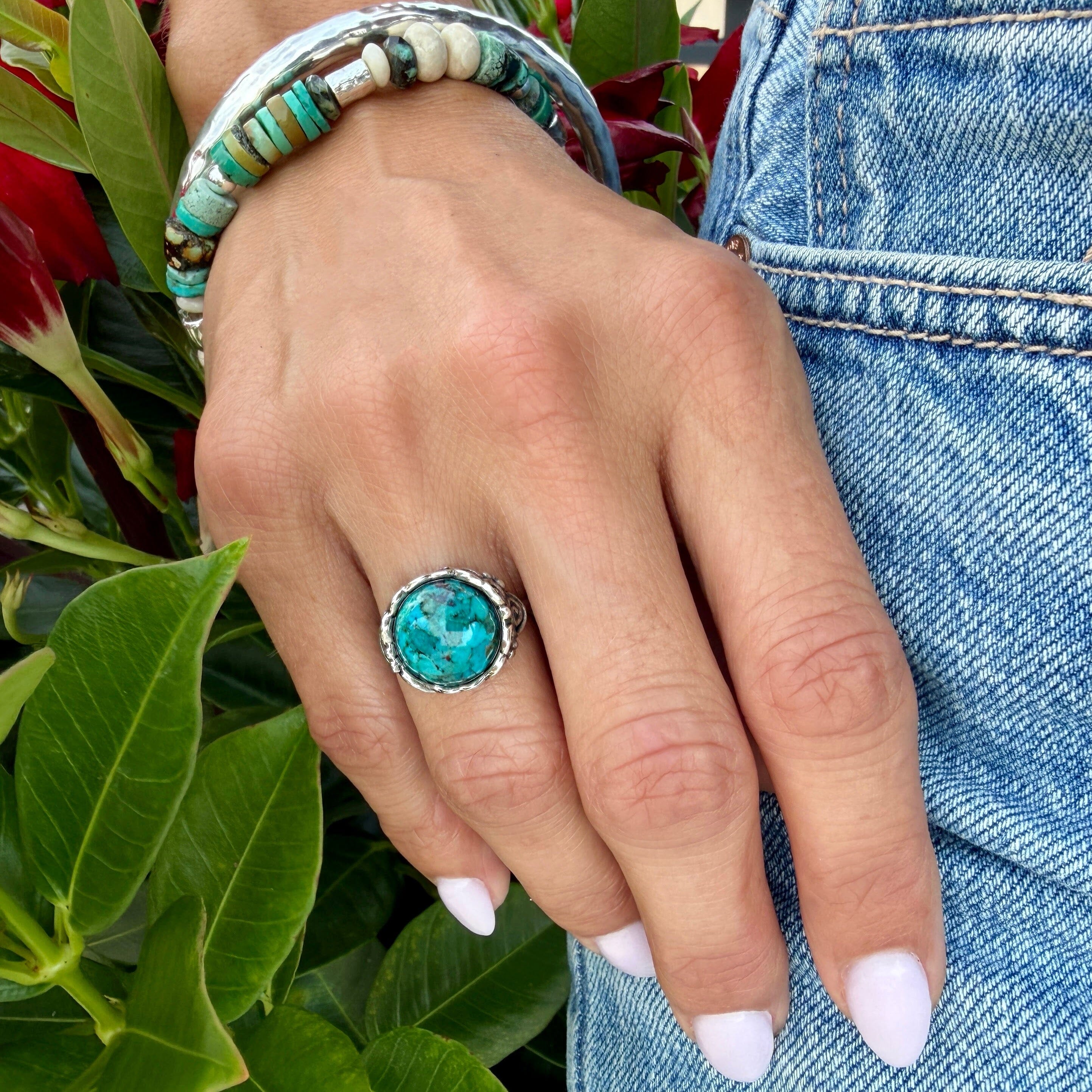 chunky reconstructed turquoise ring
