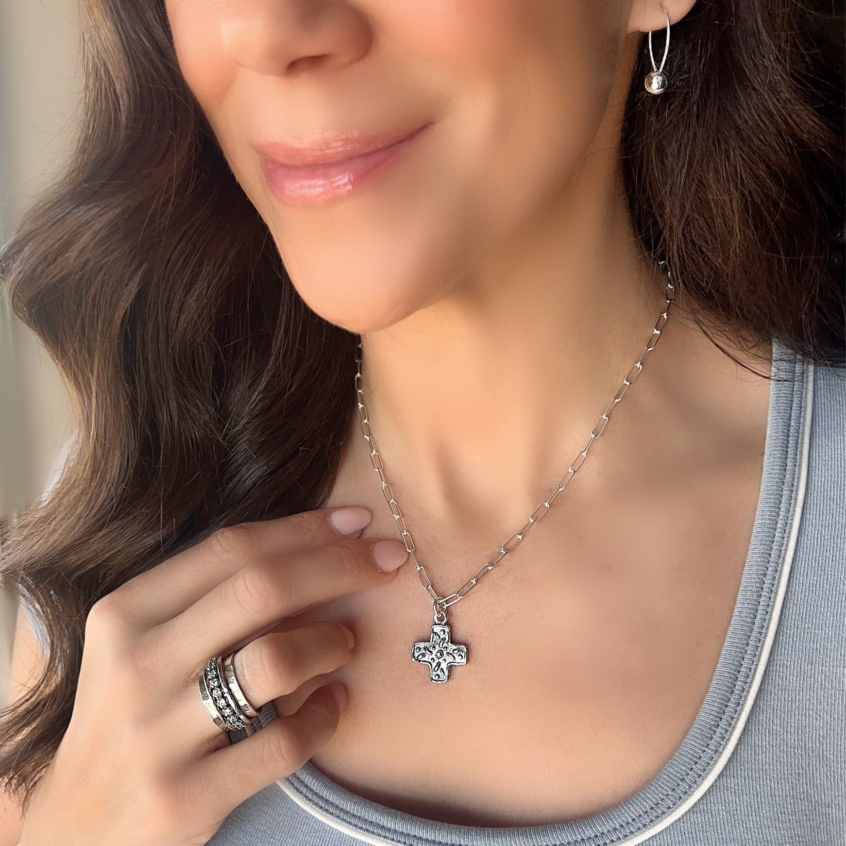 sterling silver necklace Set Free, Dottie earrings, primitive shine ring