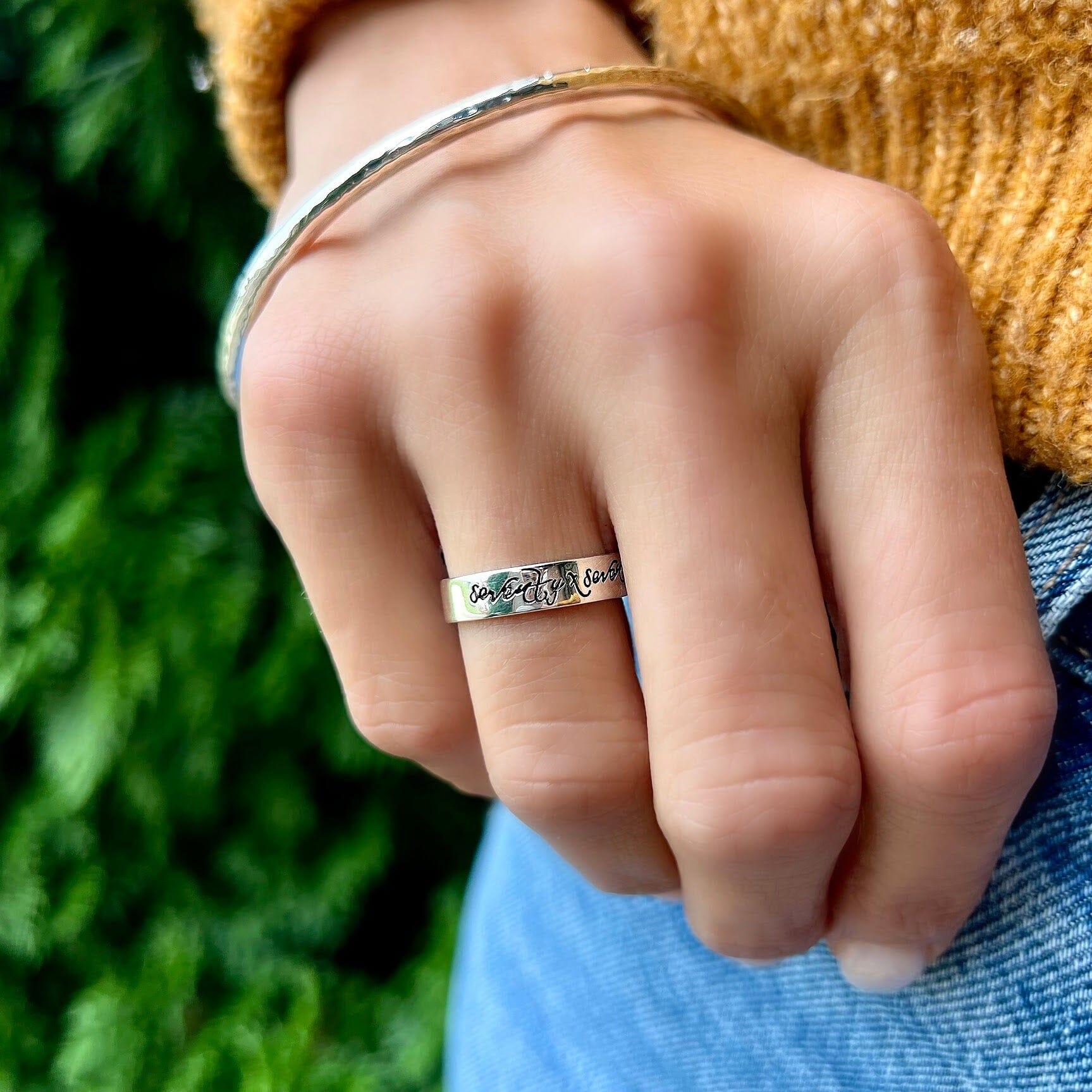 Sevenesty Rings Seventy X Seven ring paired with the My Go To bangle