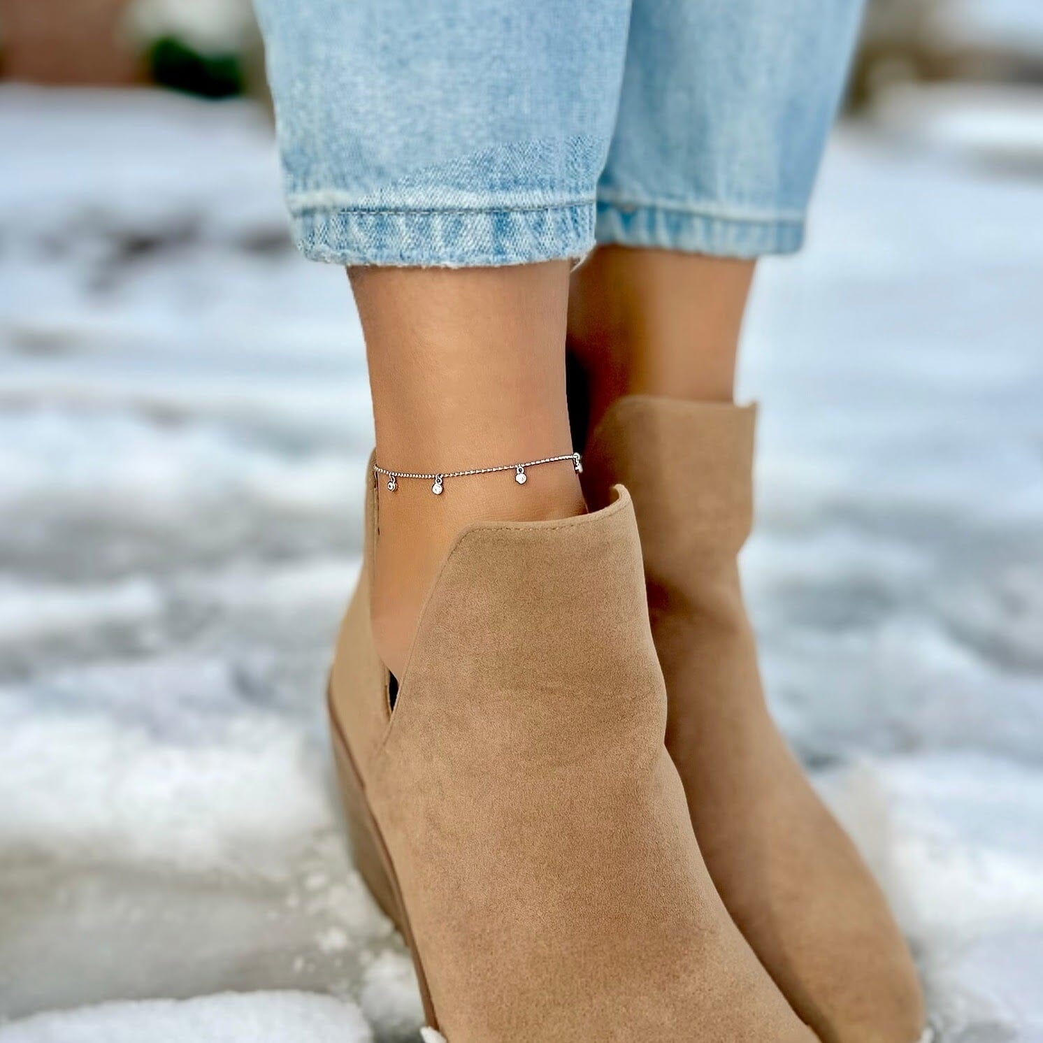 sterling silver rhodium plated adjustable anklet