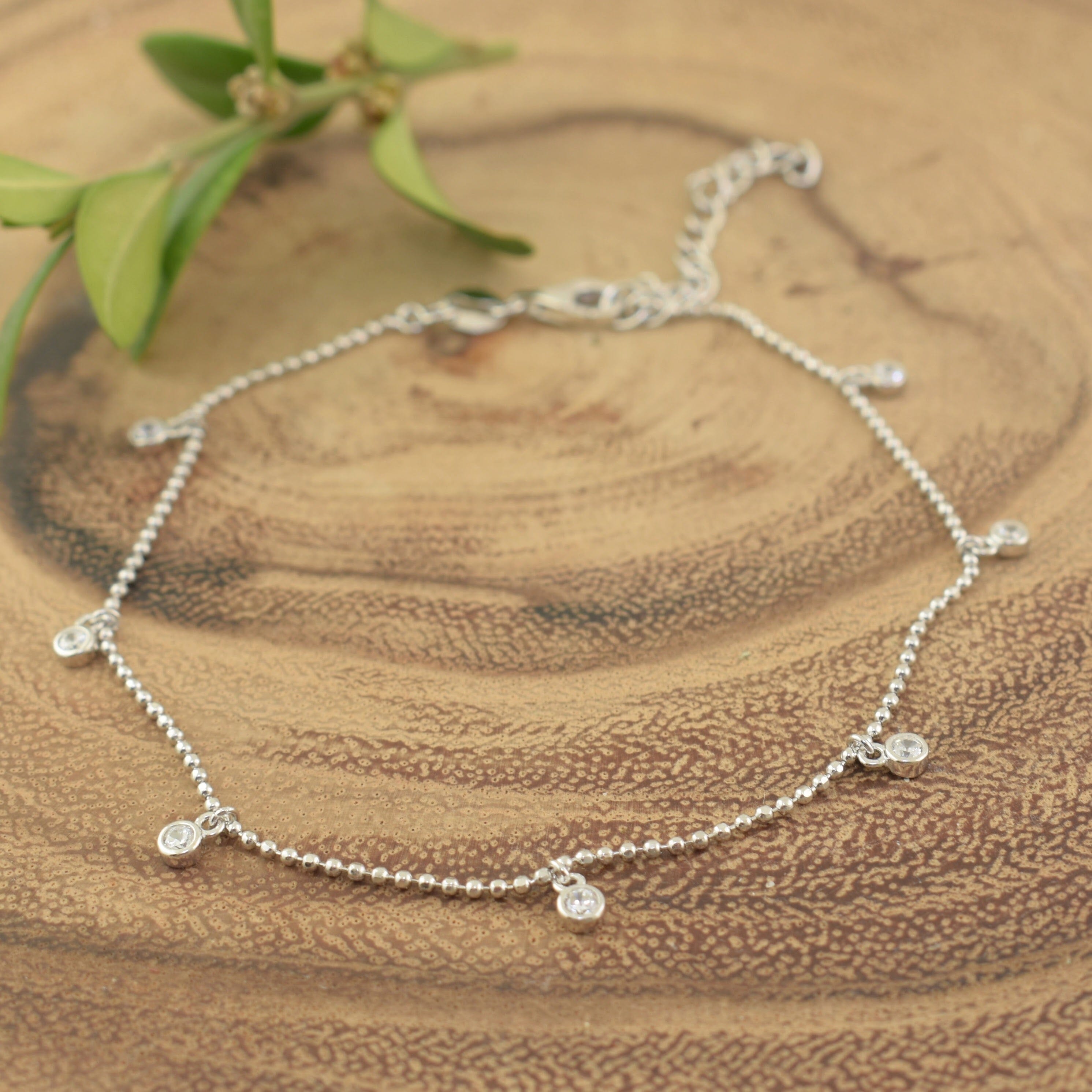 Sterling silver CZ anklet