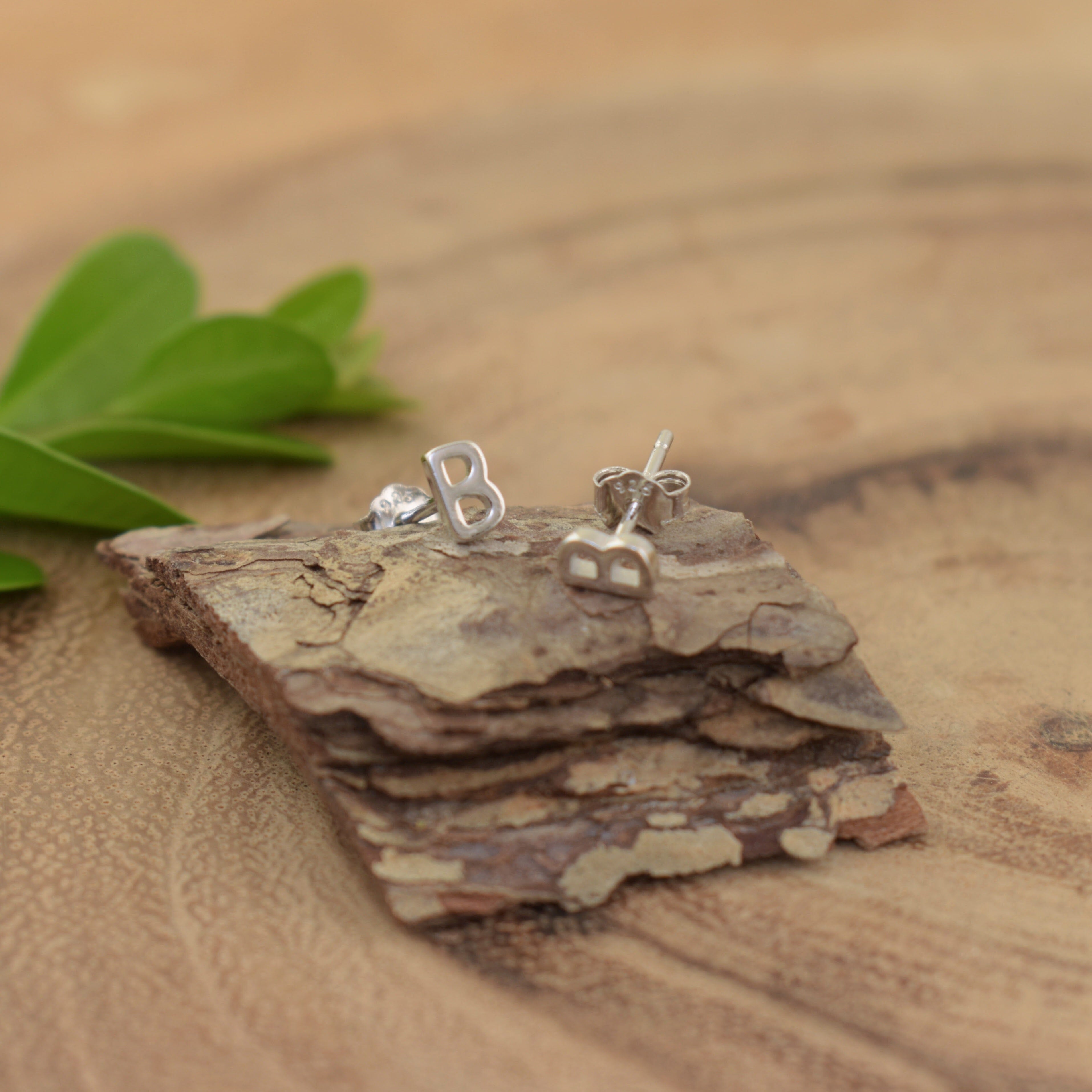 .925 silver initial earrings