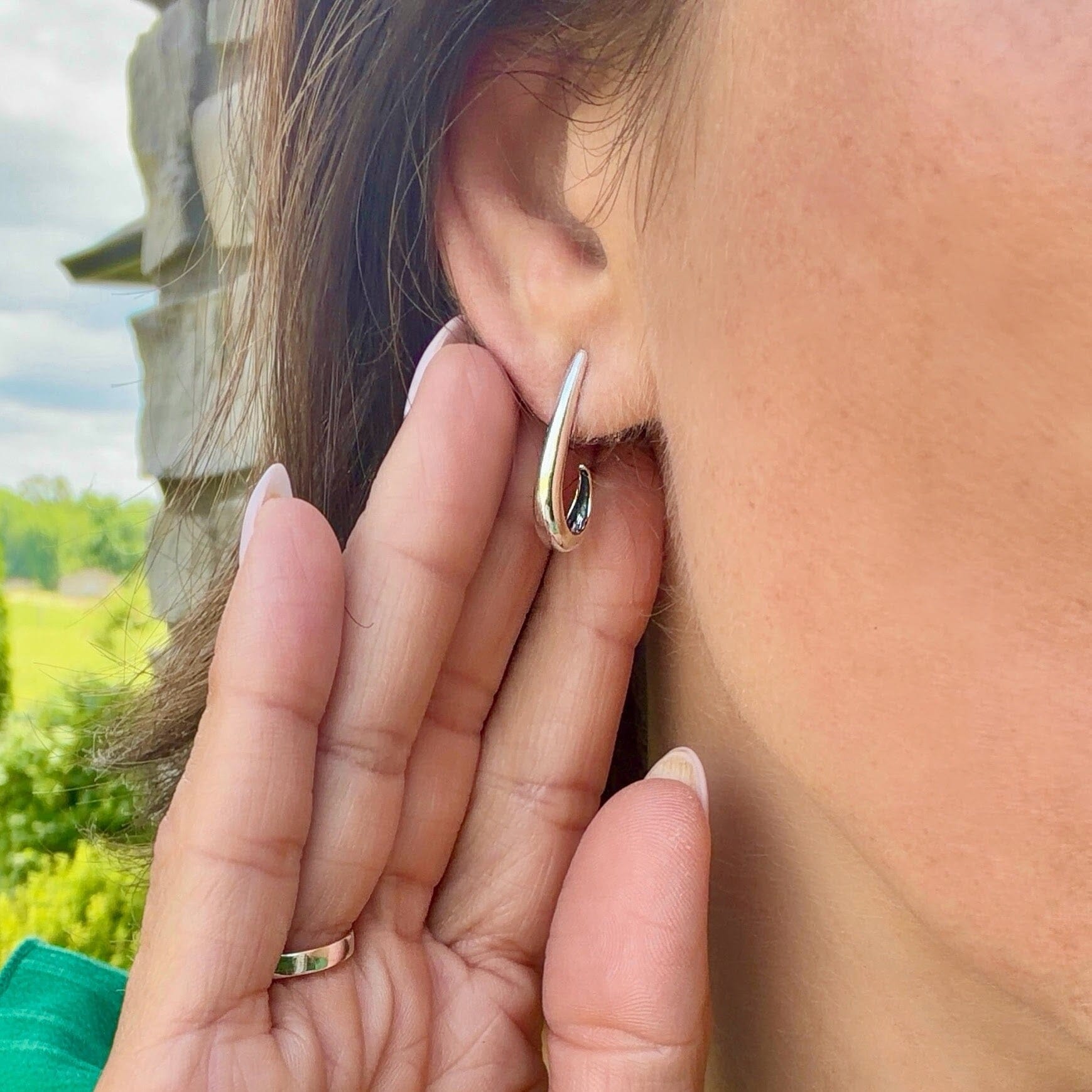 high polished silver stud earrings