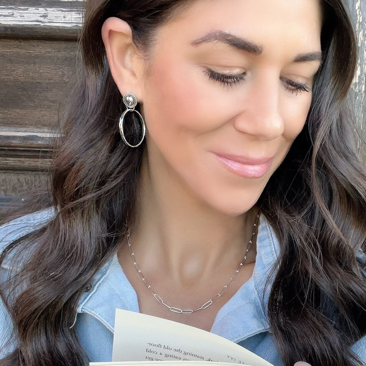 rustic-style sterling silver dangling earrings