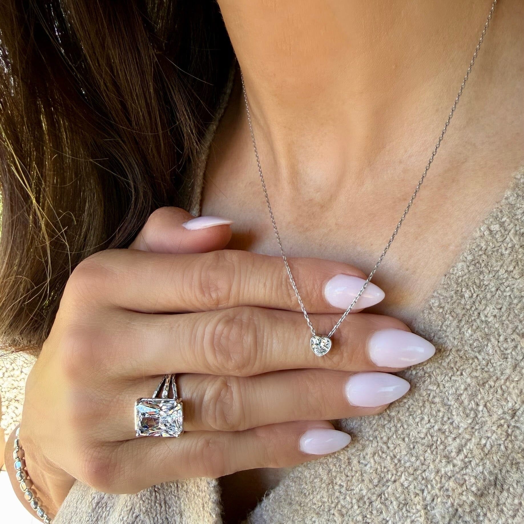 dainty sterling silver cz heart necklace